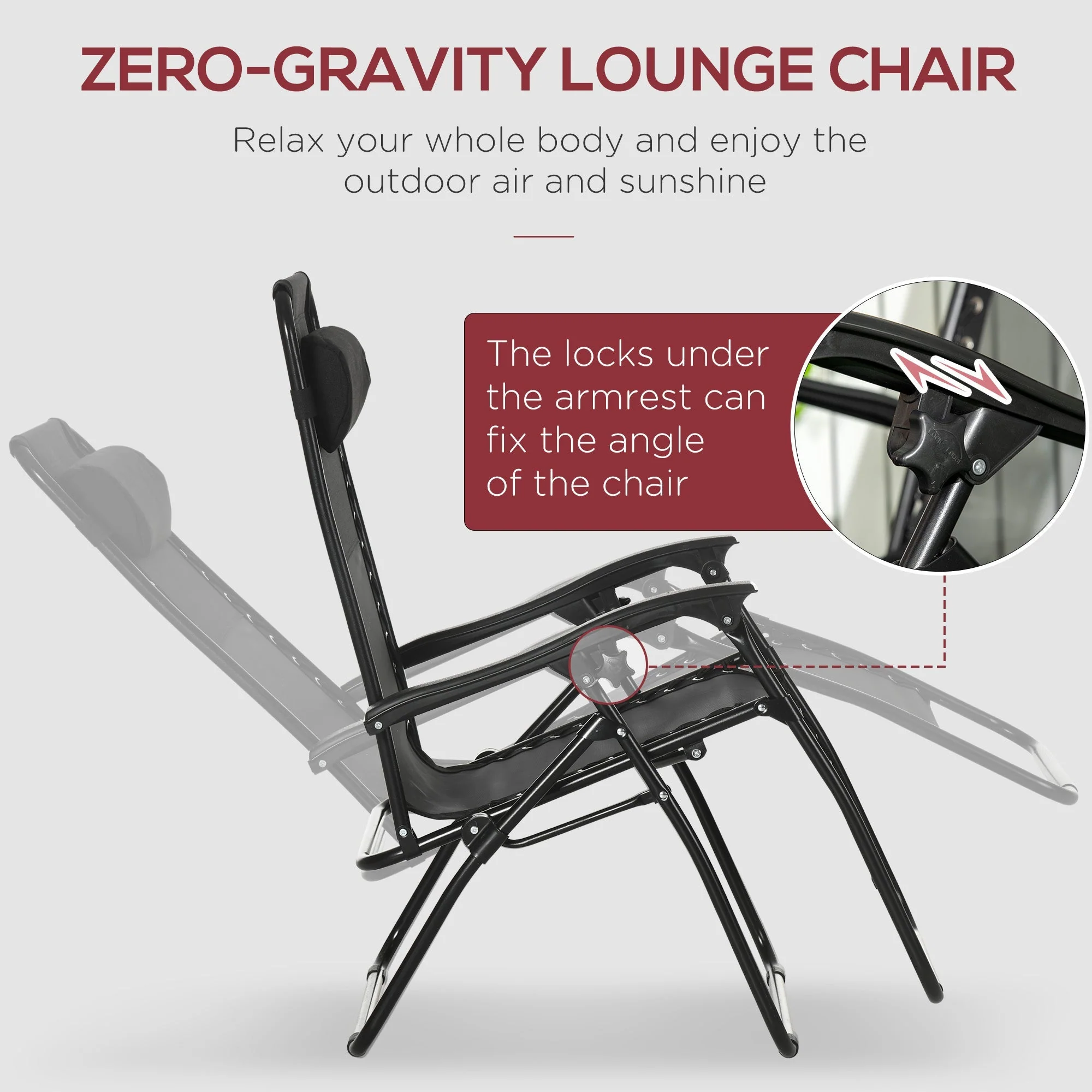 Outsunny Garden Recliner Chairs Set of 2 - Image 4