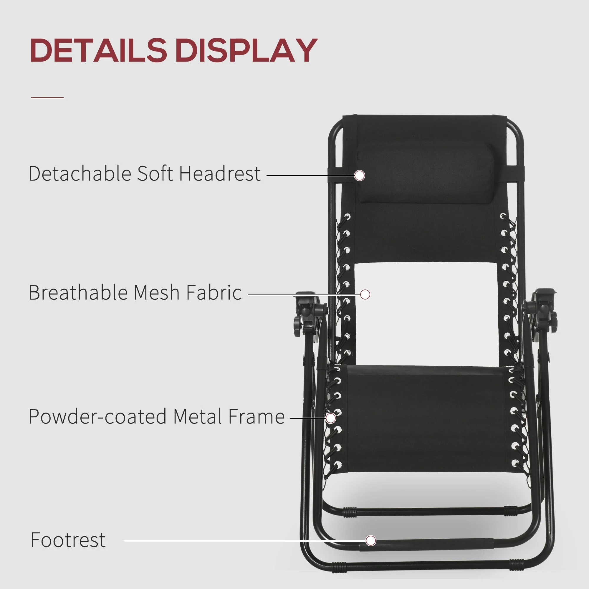 Outsunny Garden Recliner Chairs Set of 2 - Image 6