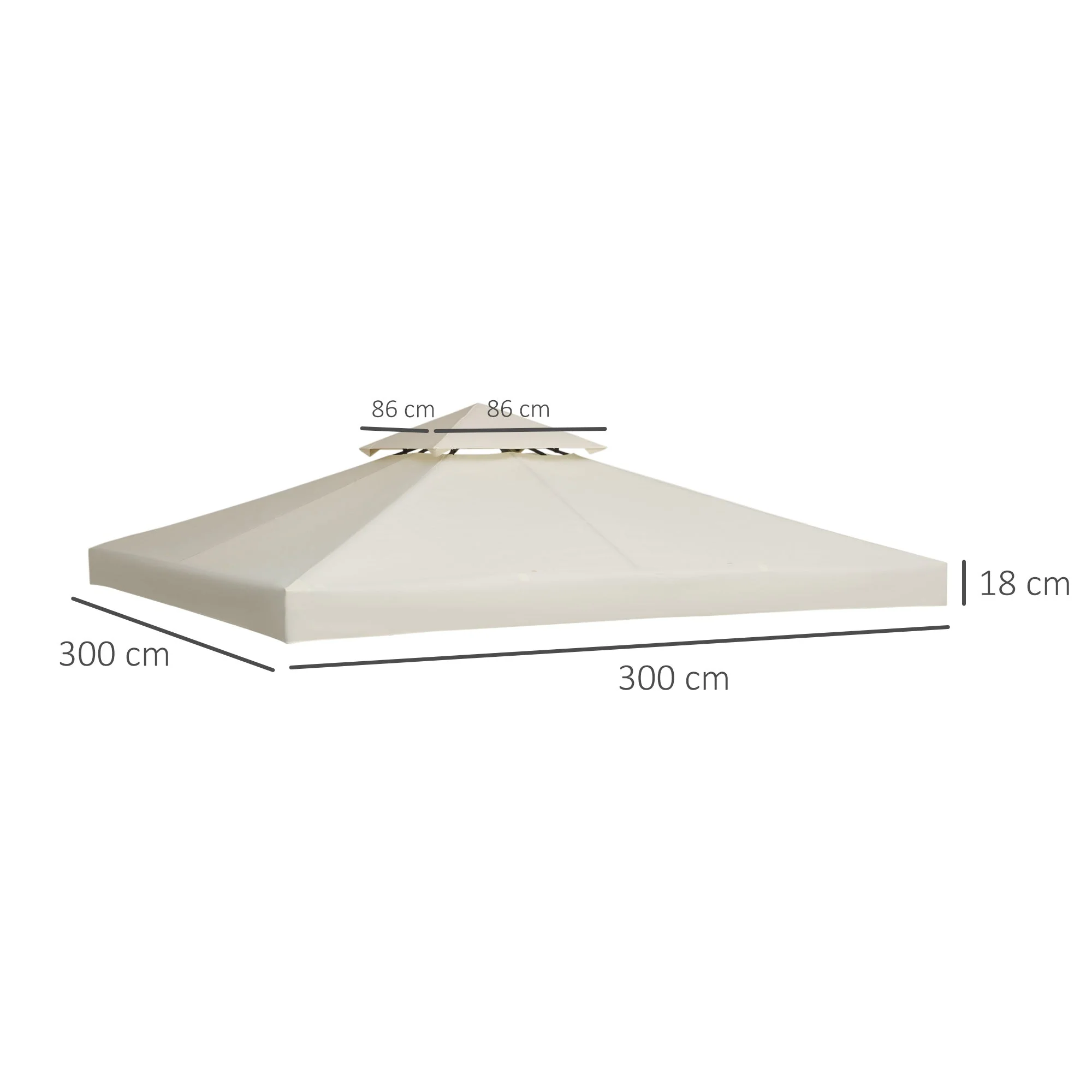 Outsunny 3 X 3 M Gazebo Replacement Canopy Cream - Image 3