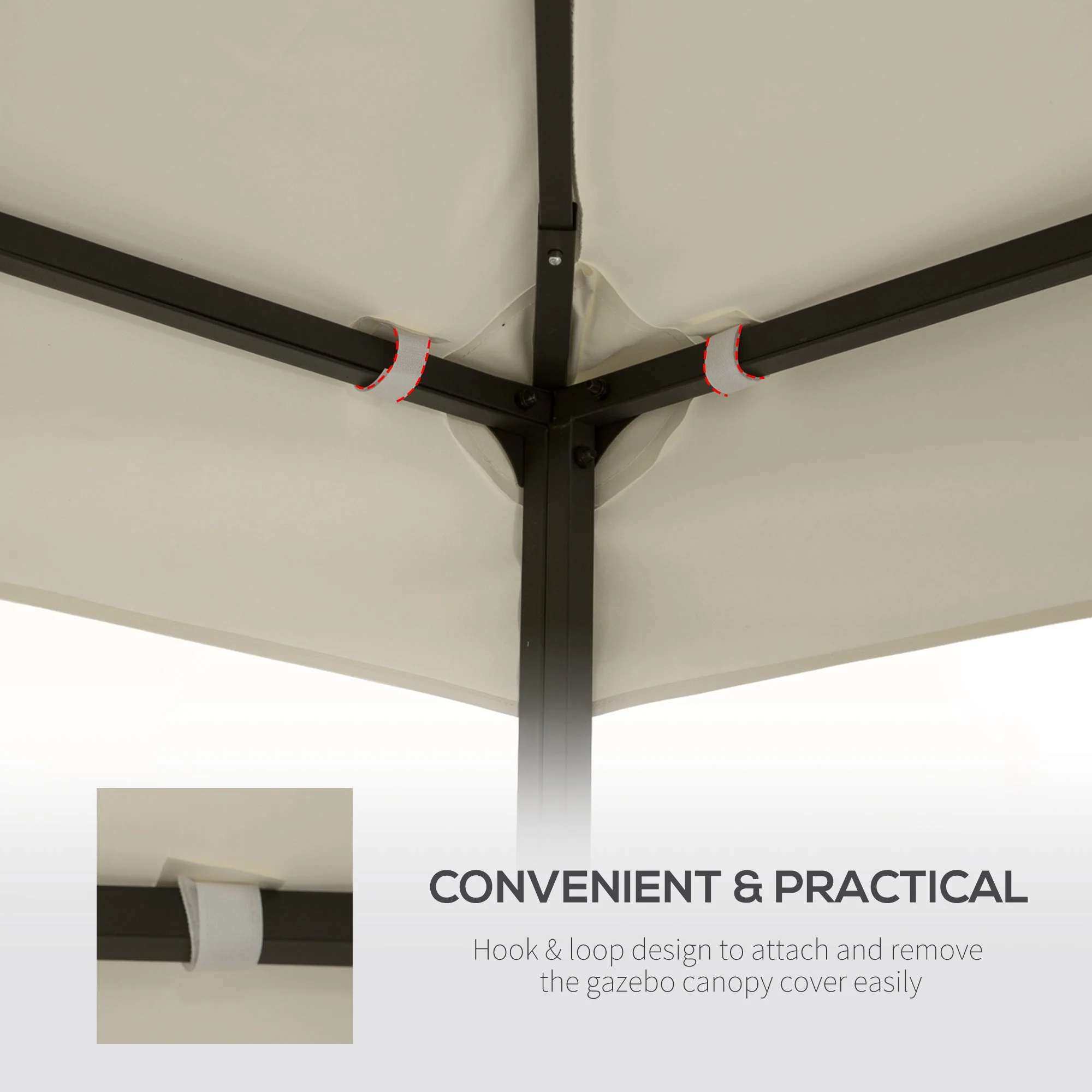 Outsunny 3 X 3 M Gazebo Replacement Canopy Cream - Image 6