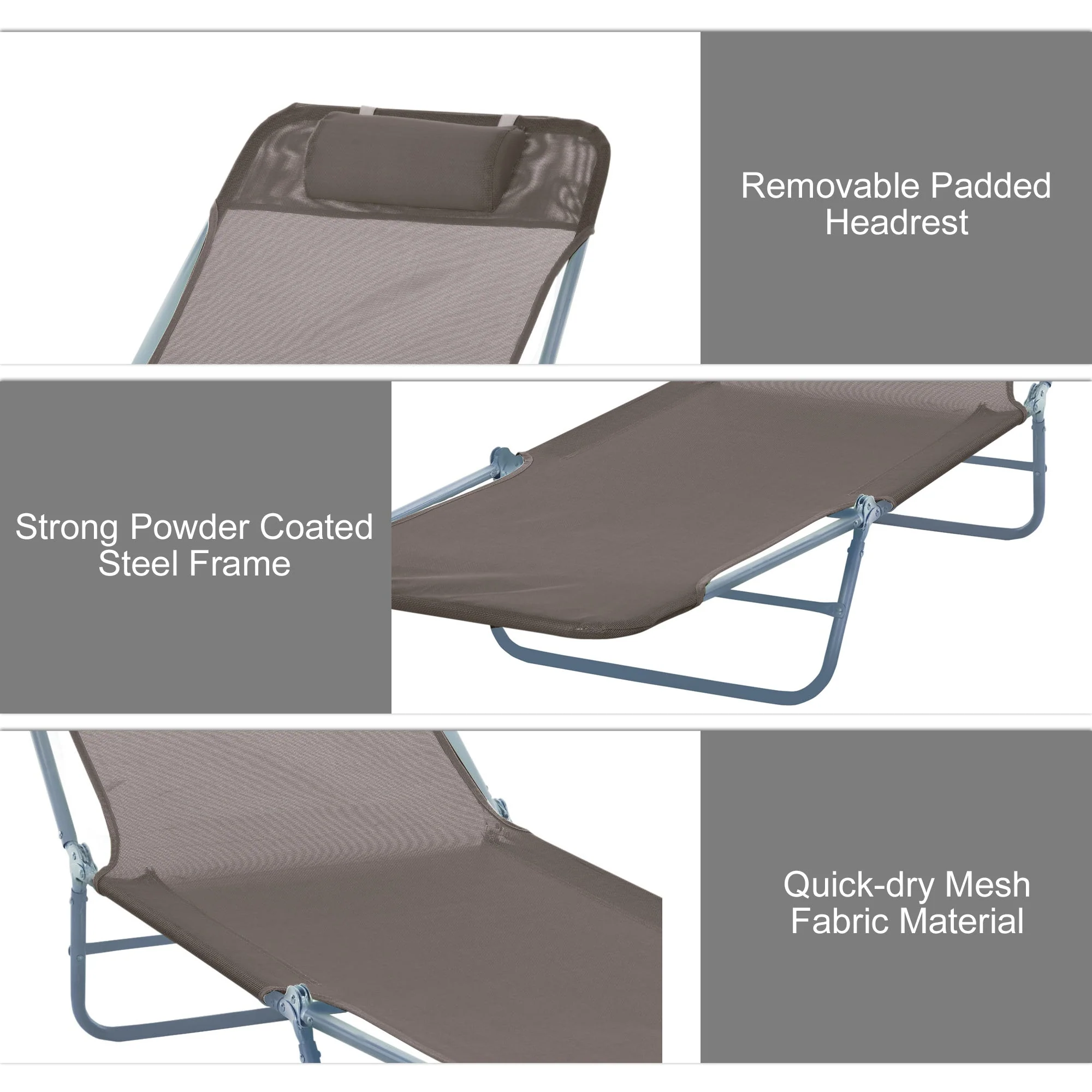 Outsunny Patio Foldable Sun Lounger - Image 5