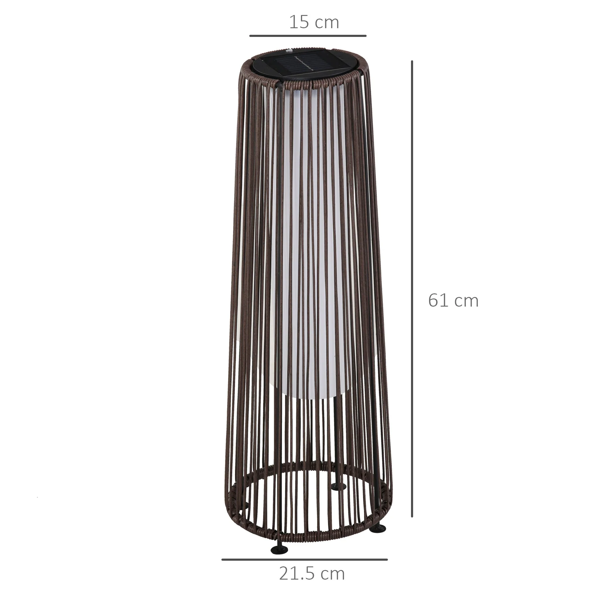 Outsunny Patio Garden Solar Powered Lights Woven Resin Wicker Lantern Auto On/Off - Image 3