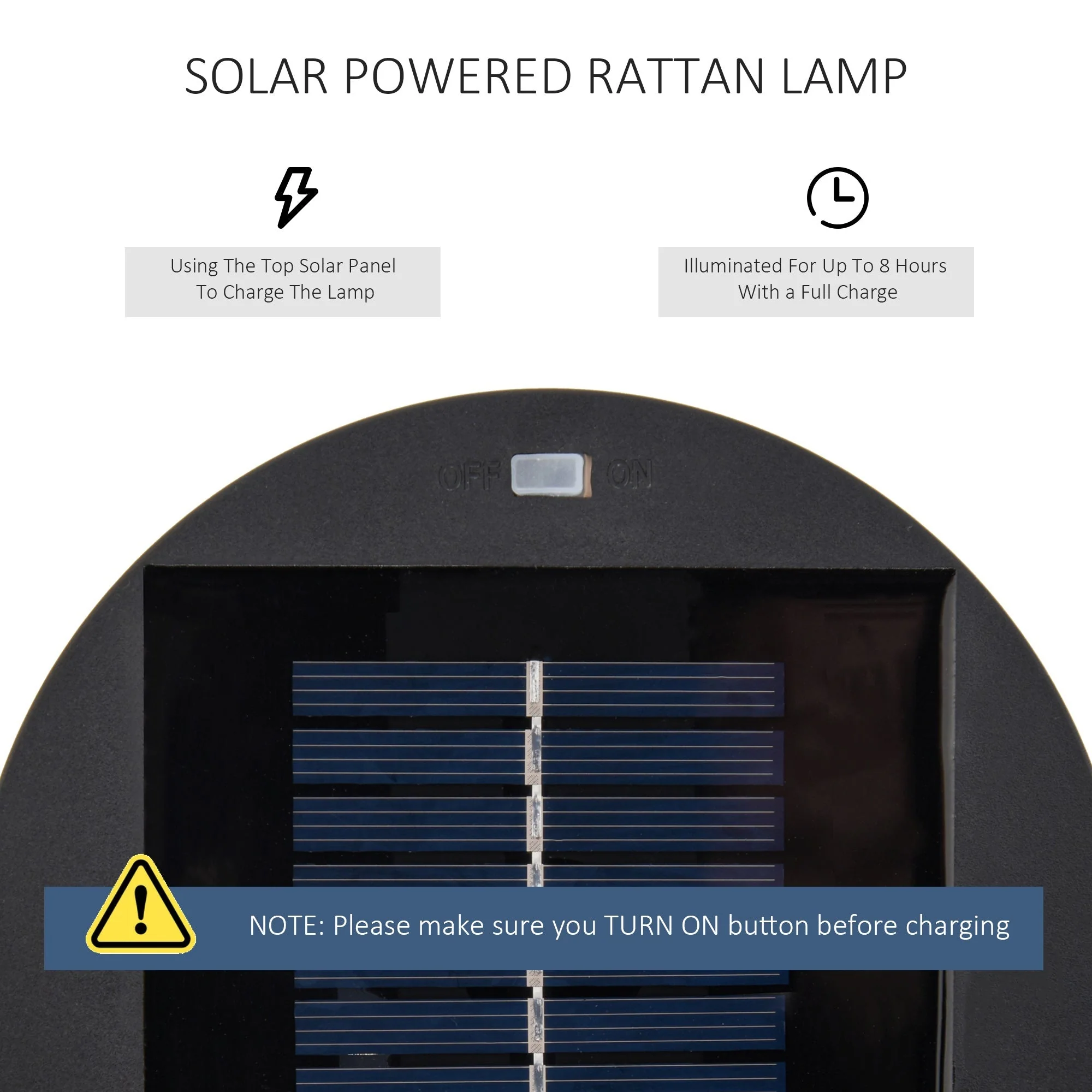 Outsunny Patio Garden Solar Powered Lights Woven Resin Wicker Lantern Auto On/Off - Image 5