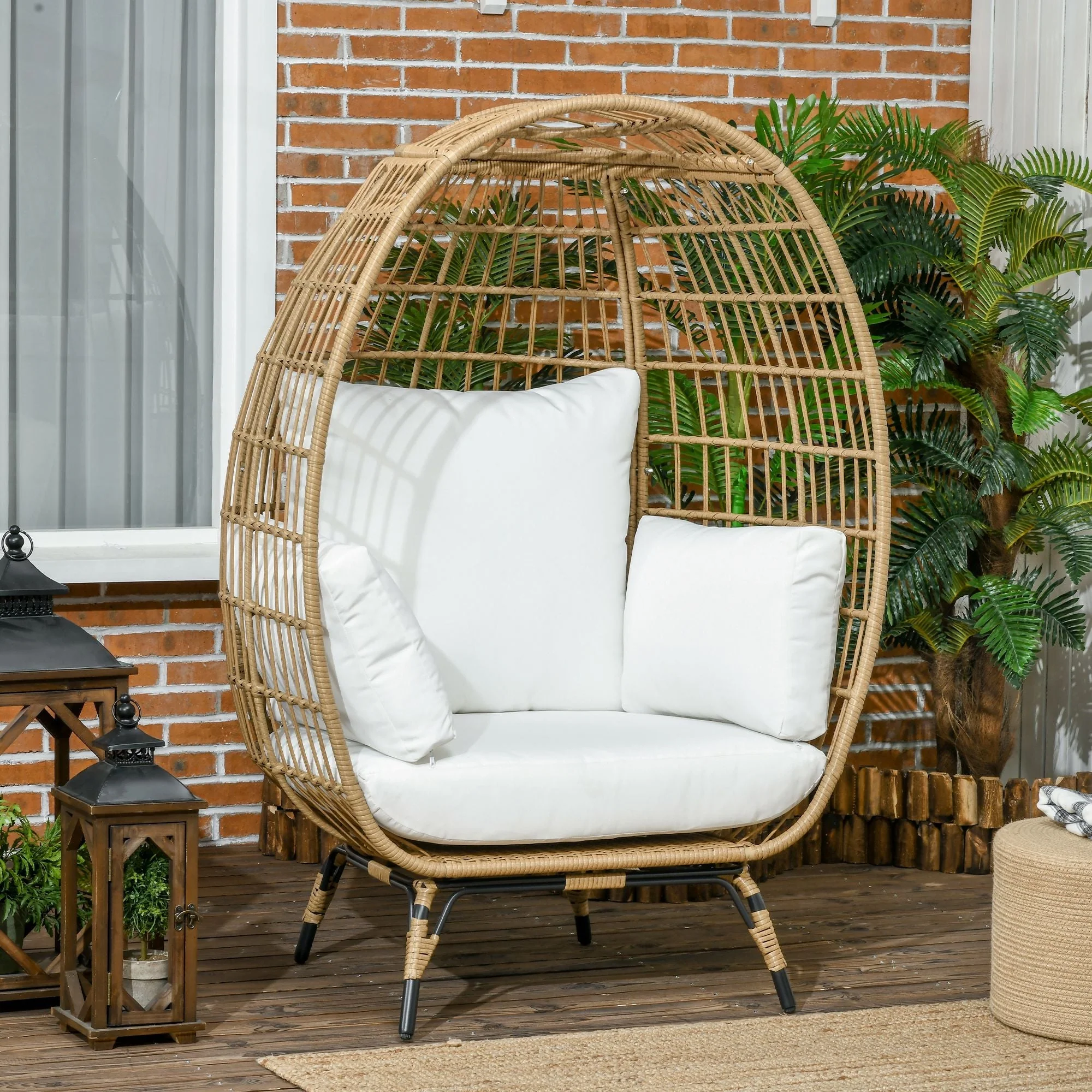 Outsunny PE Rattan Outdoor Egg Chair - Image 2