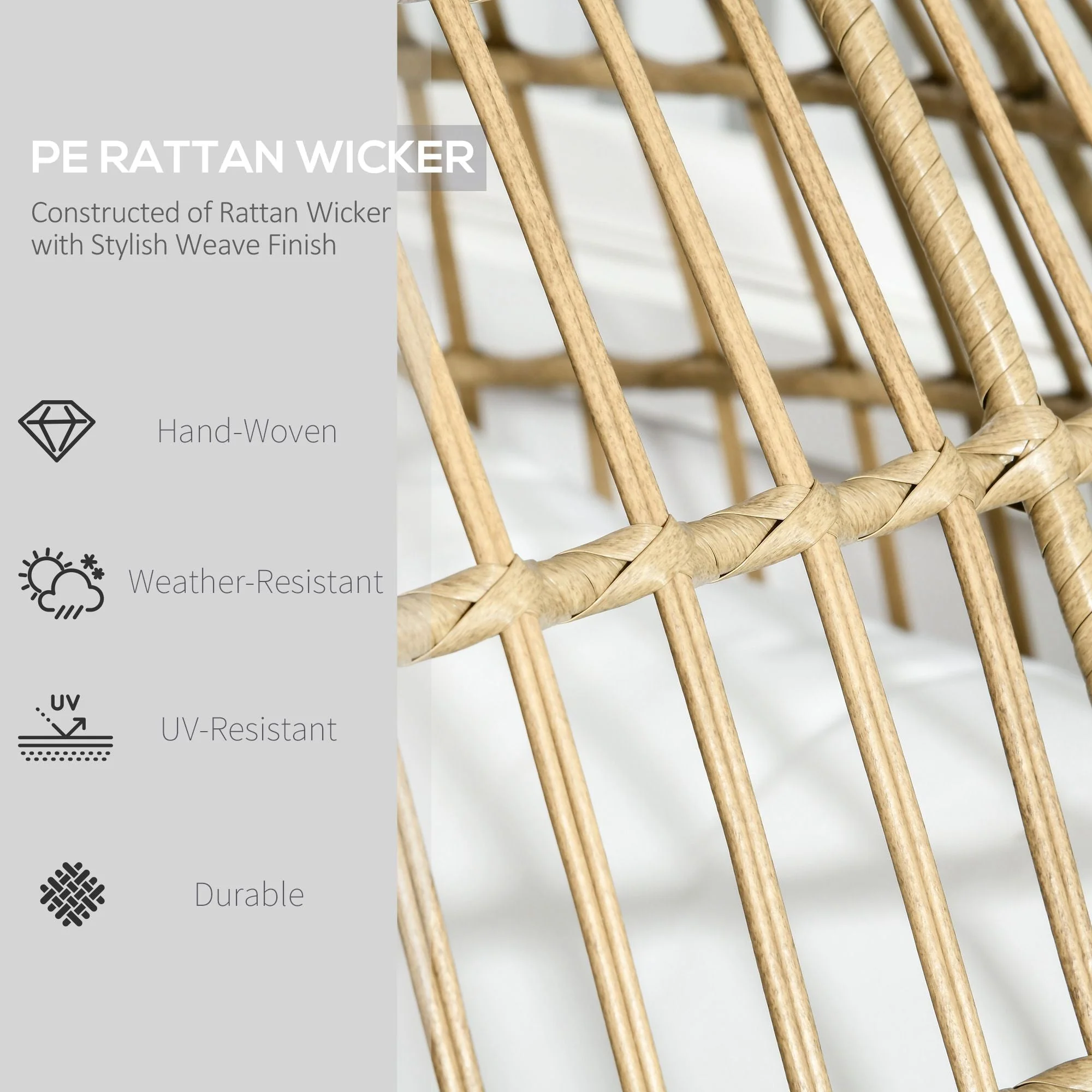 Outsunny PE Rattan Outdoor Egg Chair - Image 4