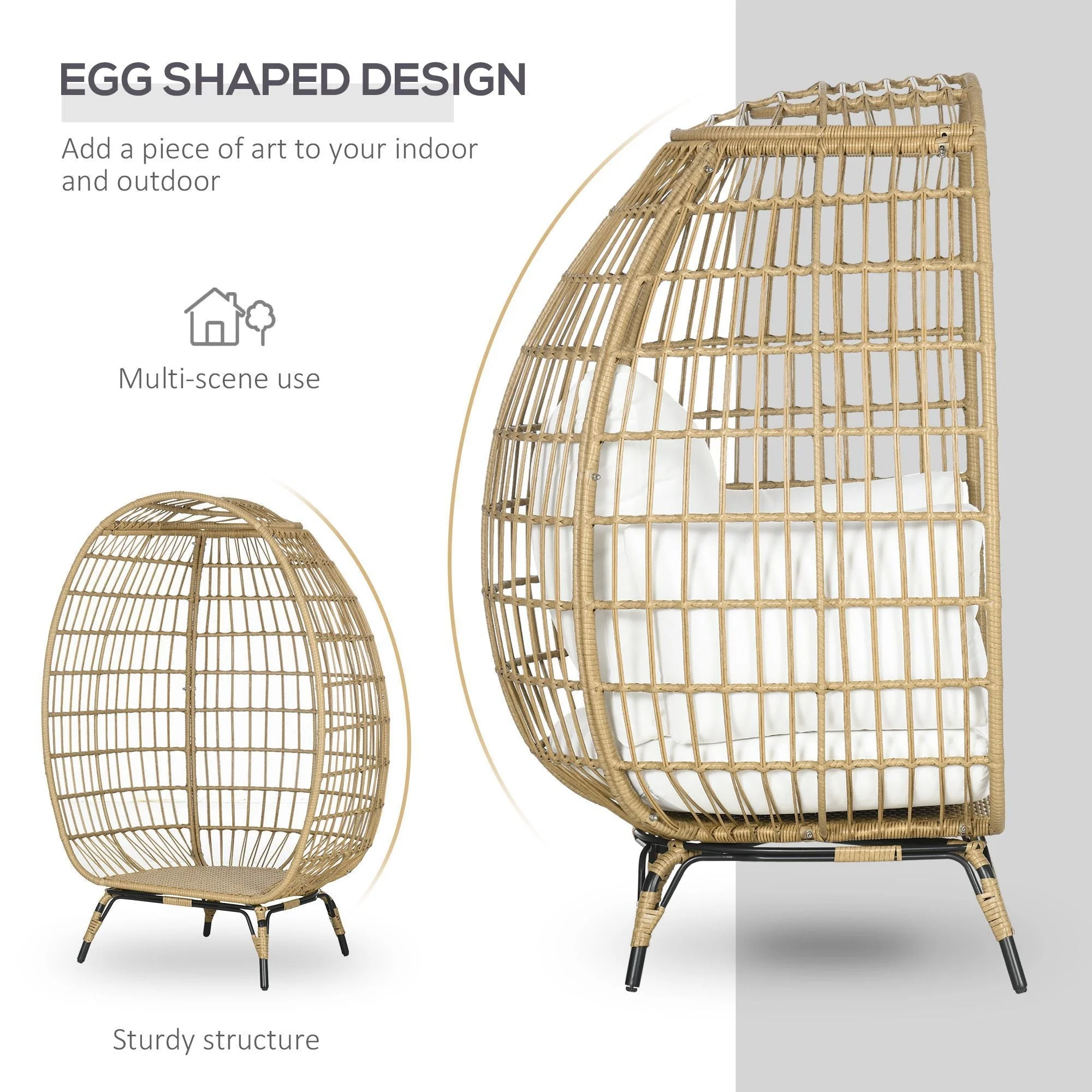 Outsunny PE Rattan Outdoor Egg Chair - Image 5