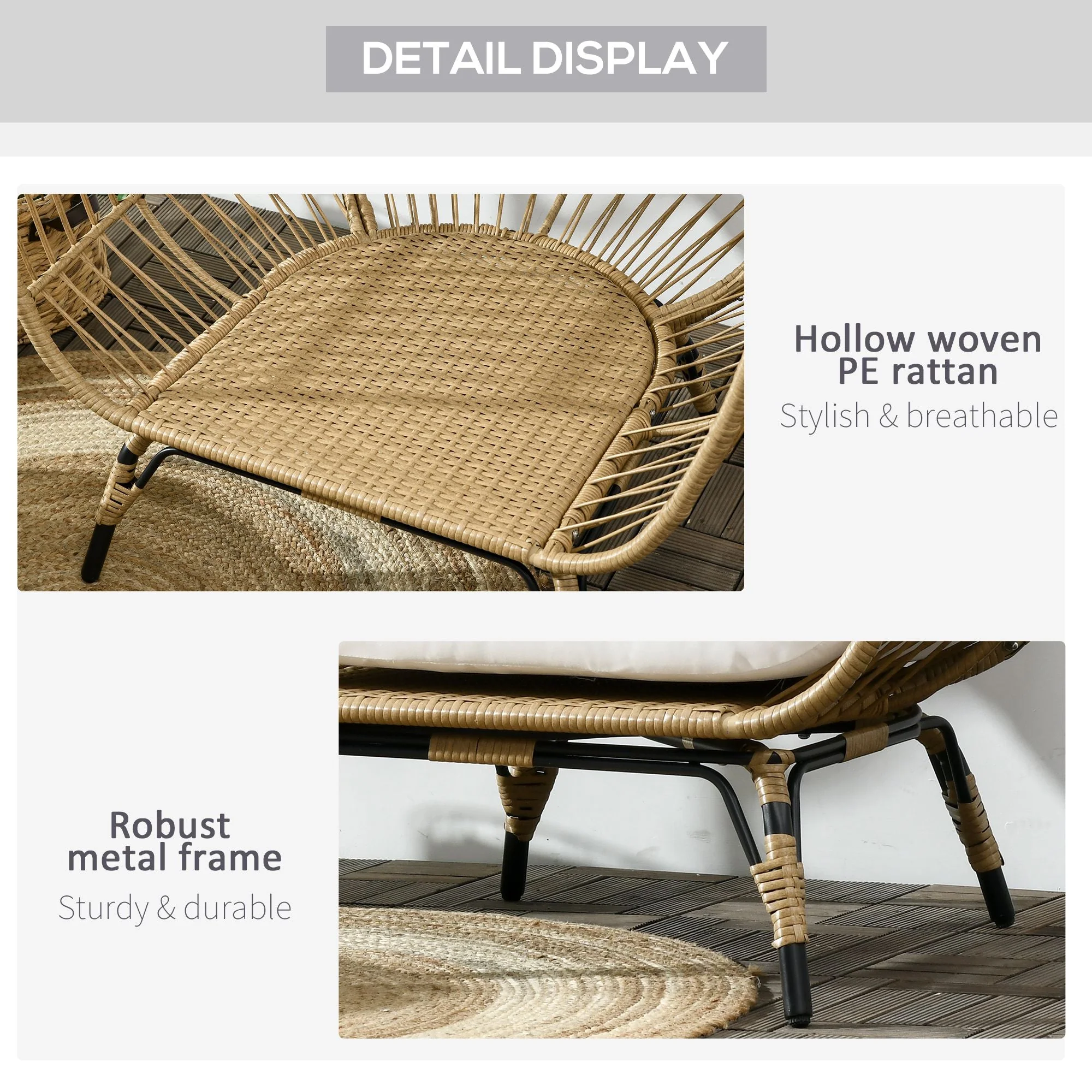 Outsunny PE Rattan Outdoor Egg Chair - Image 7