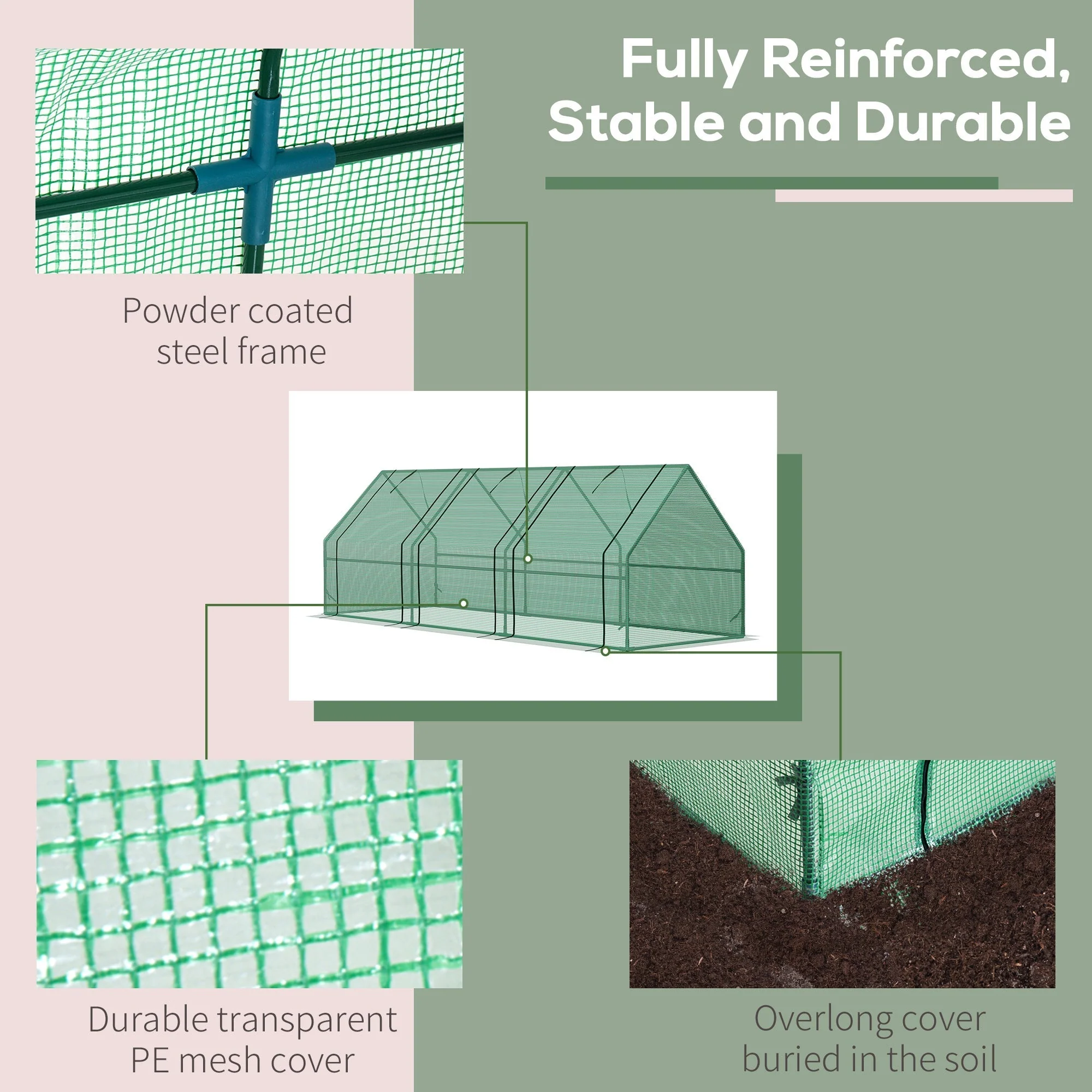 Outsunny Polytunnel Greenhouse Steel Frame Xs Size - Image 5