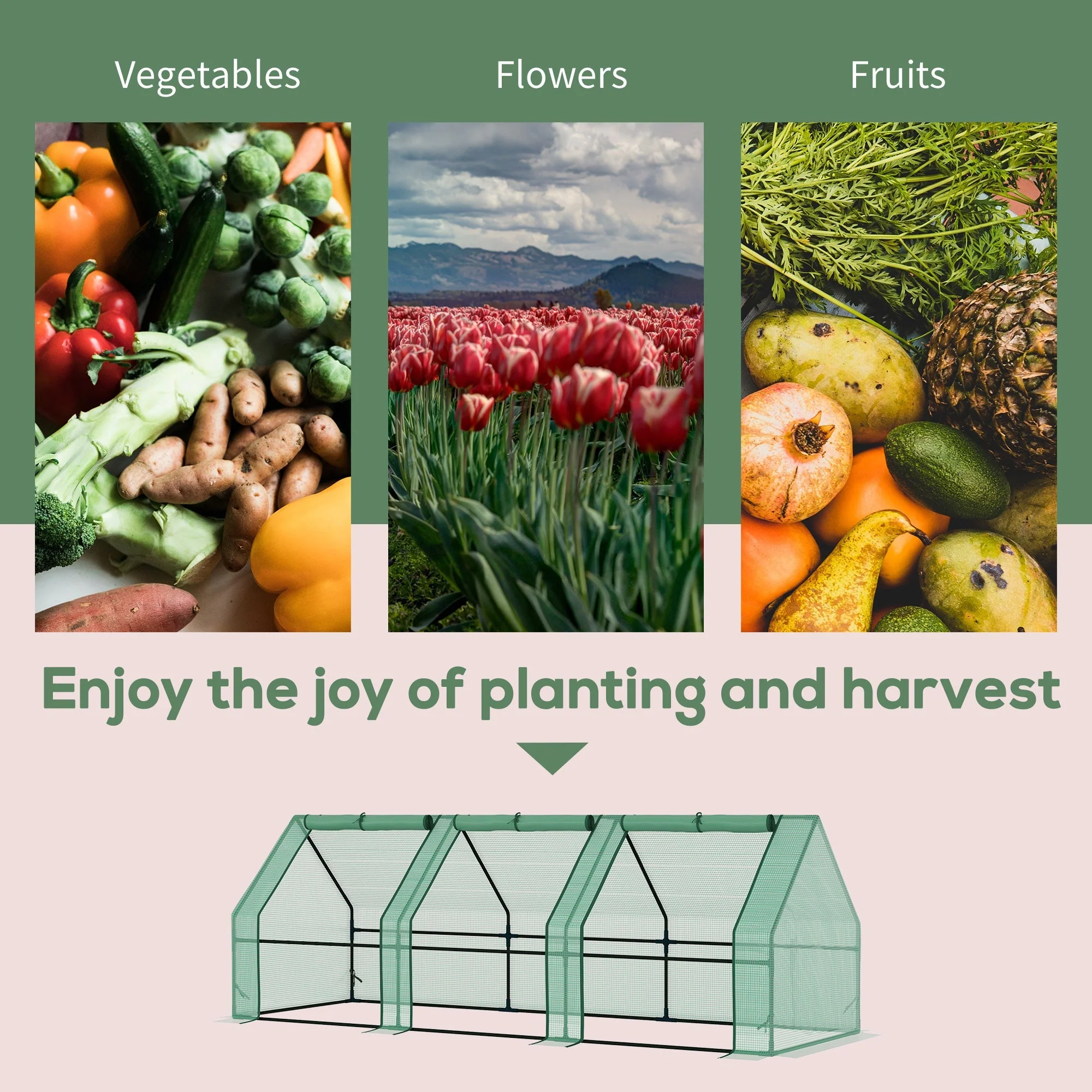 Outsunny Polytunnel Greenhouse Steel Frame Xs Size - Image 6