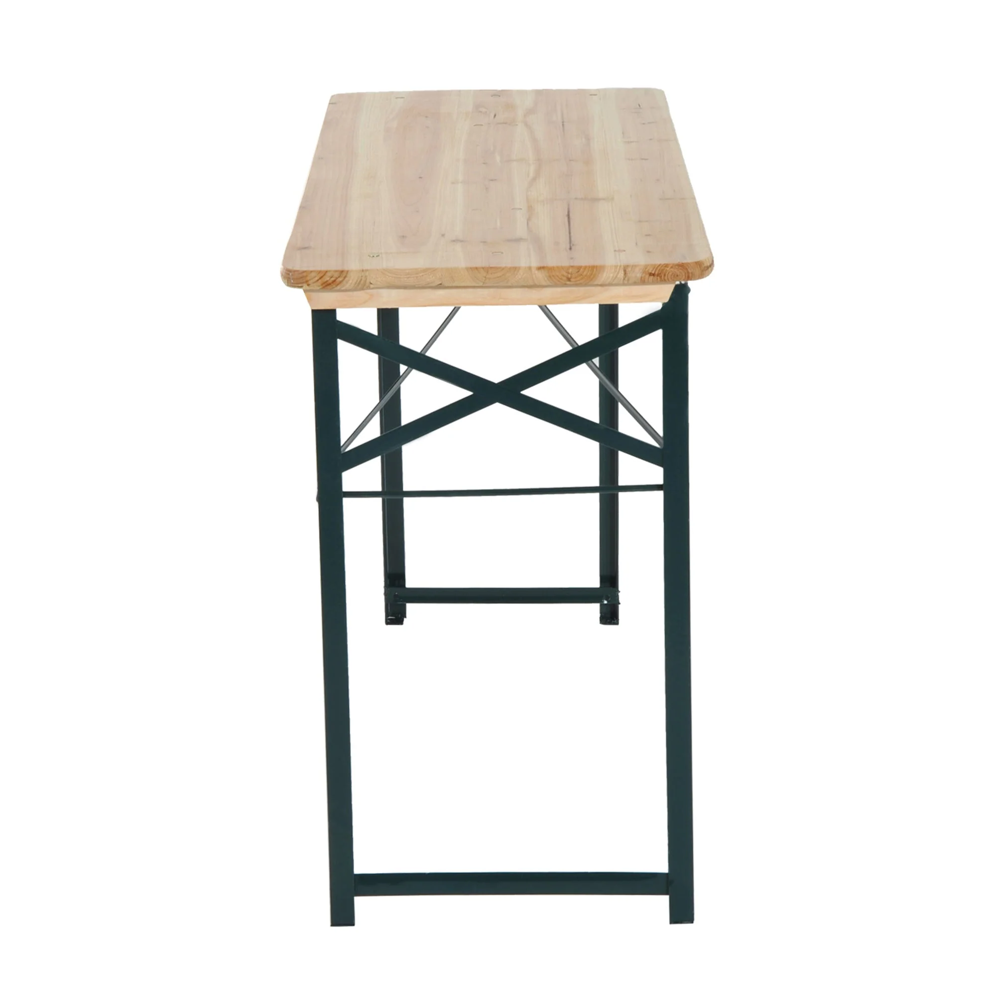 Outsunny Portable Folding Camping Picnic Trestle Beer Table and 2 Bench Set Wooden Garden Furniture Patio Dining Party BBQ Chairs Stools - Image 7