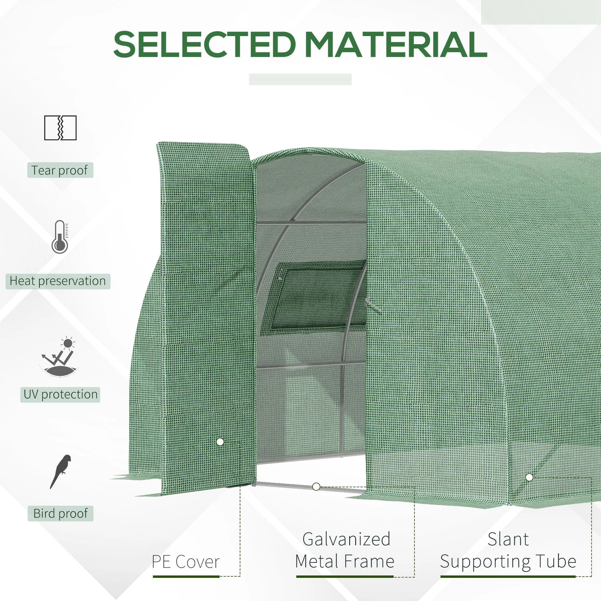 Outsunny Reinforced Walk In Polytunnel Greenhouse 4X3X2 M - Image 4