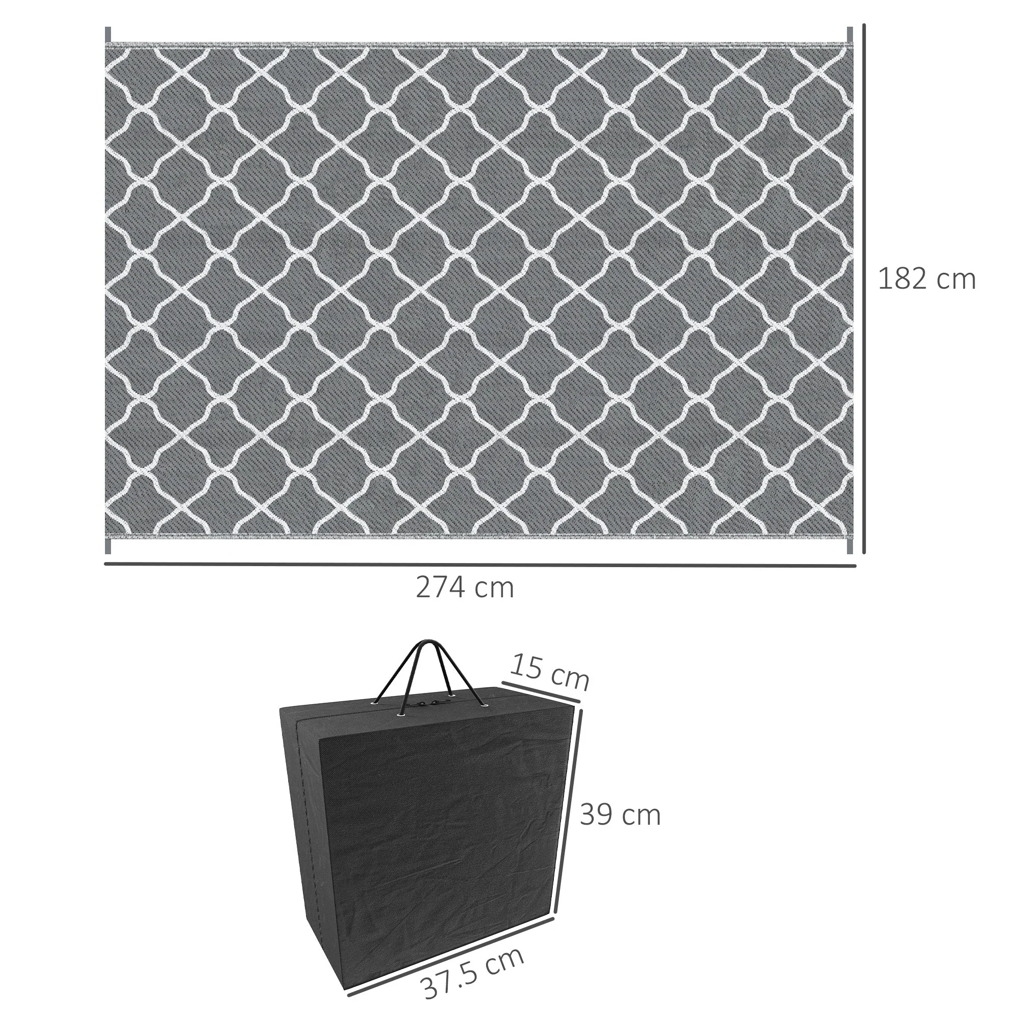 Outsunny Reversible Outdoor Rug with Carry Bag and Ground Stakes - Image 2