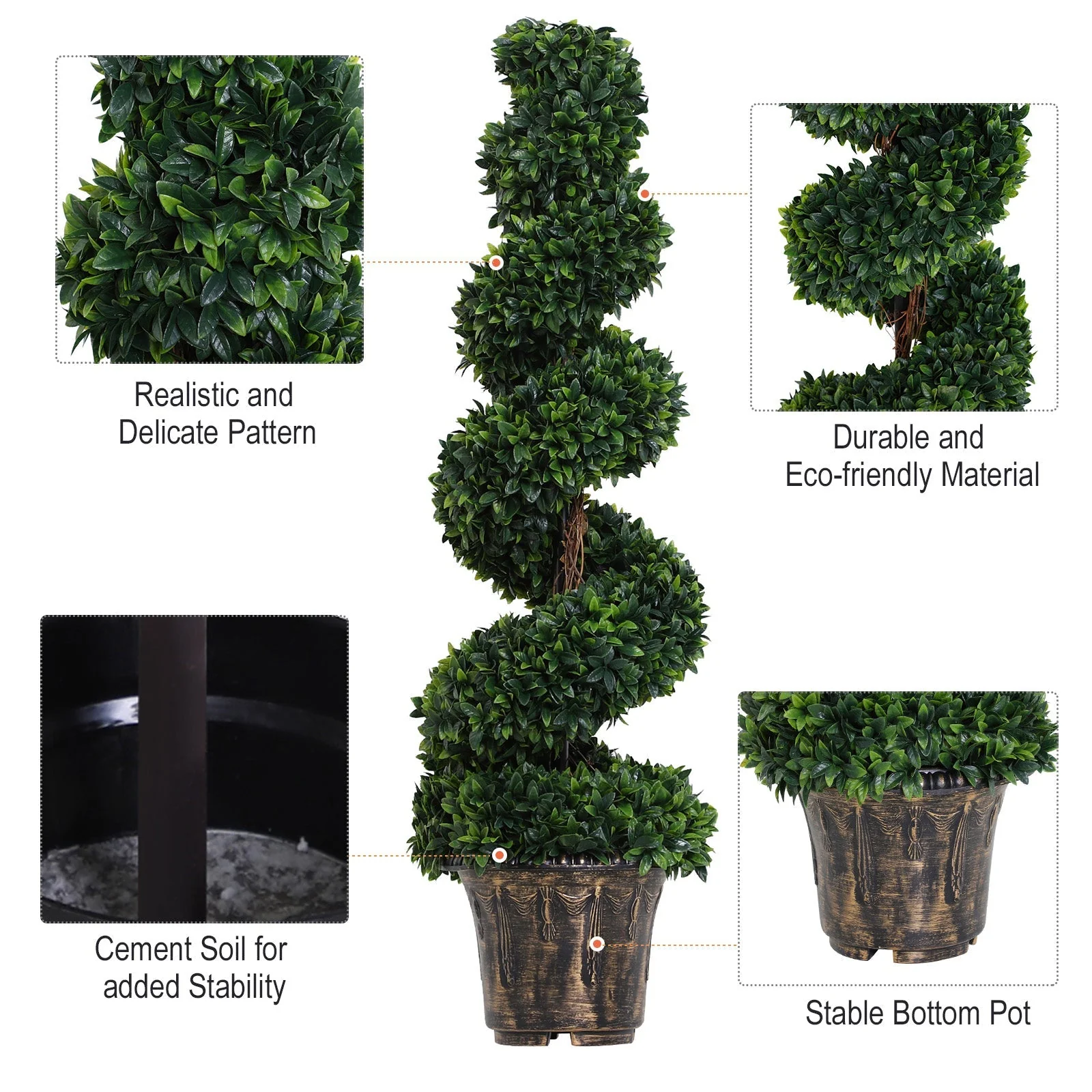 Outsunny Set of 2 Artificial Spiral Topiary Plant - Image 7