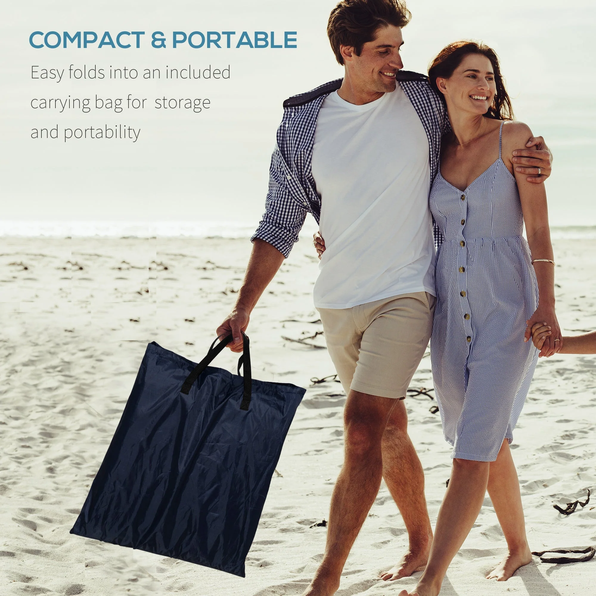 Outsunny Set Of 2 Beach Mat Seat Adjustable Back Metal Frame Fabric Cover Foldable w/ Bag - Image 4