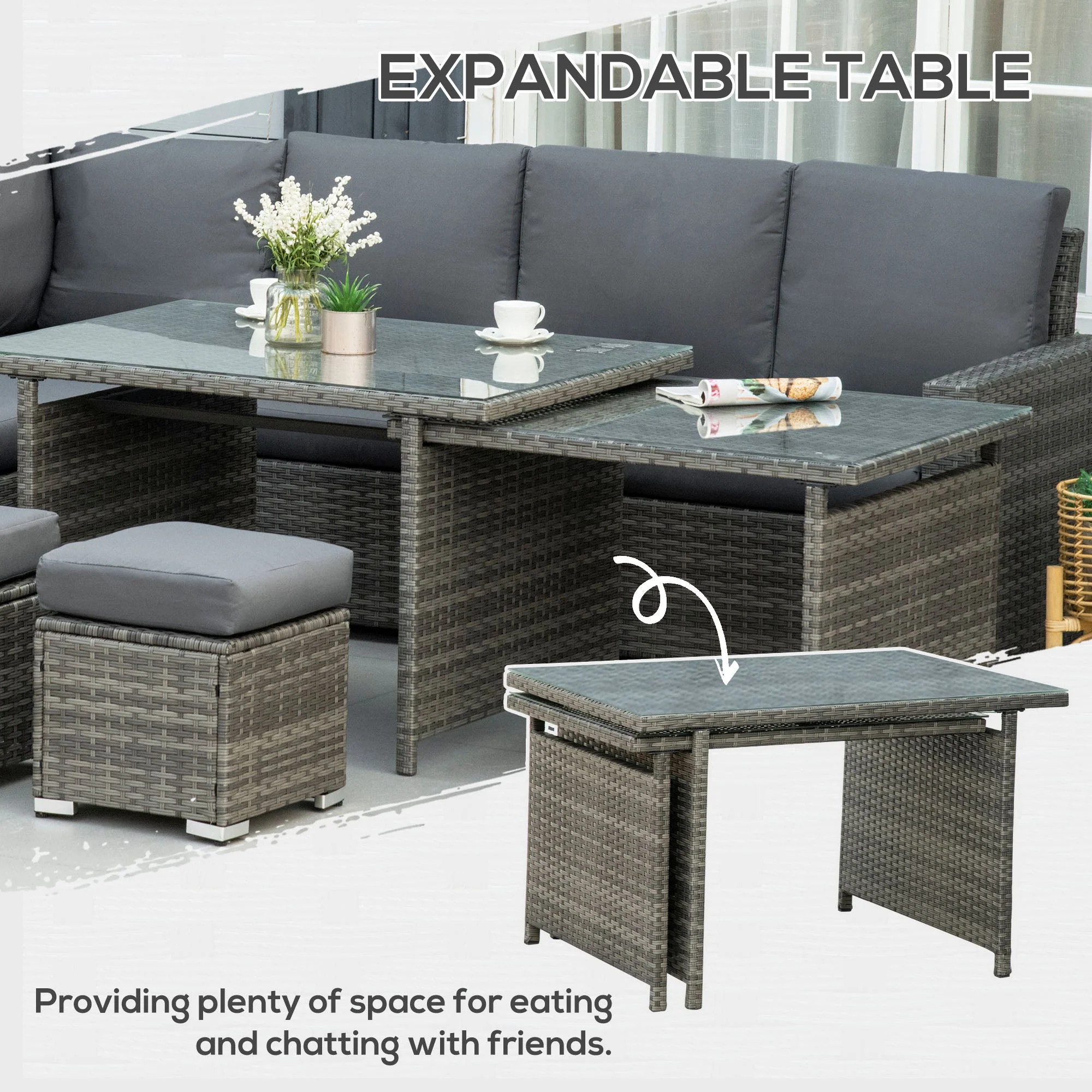 Outsunny Seven-Piece Rattan Garden Sofa Set - Image 5