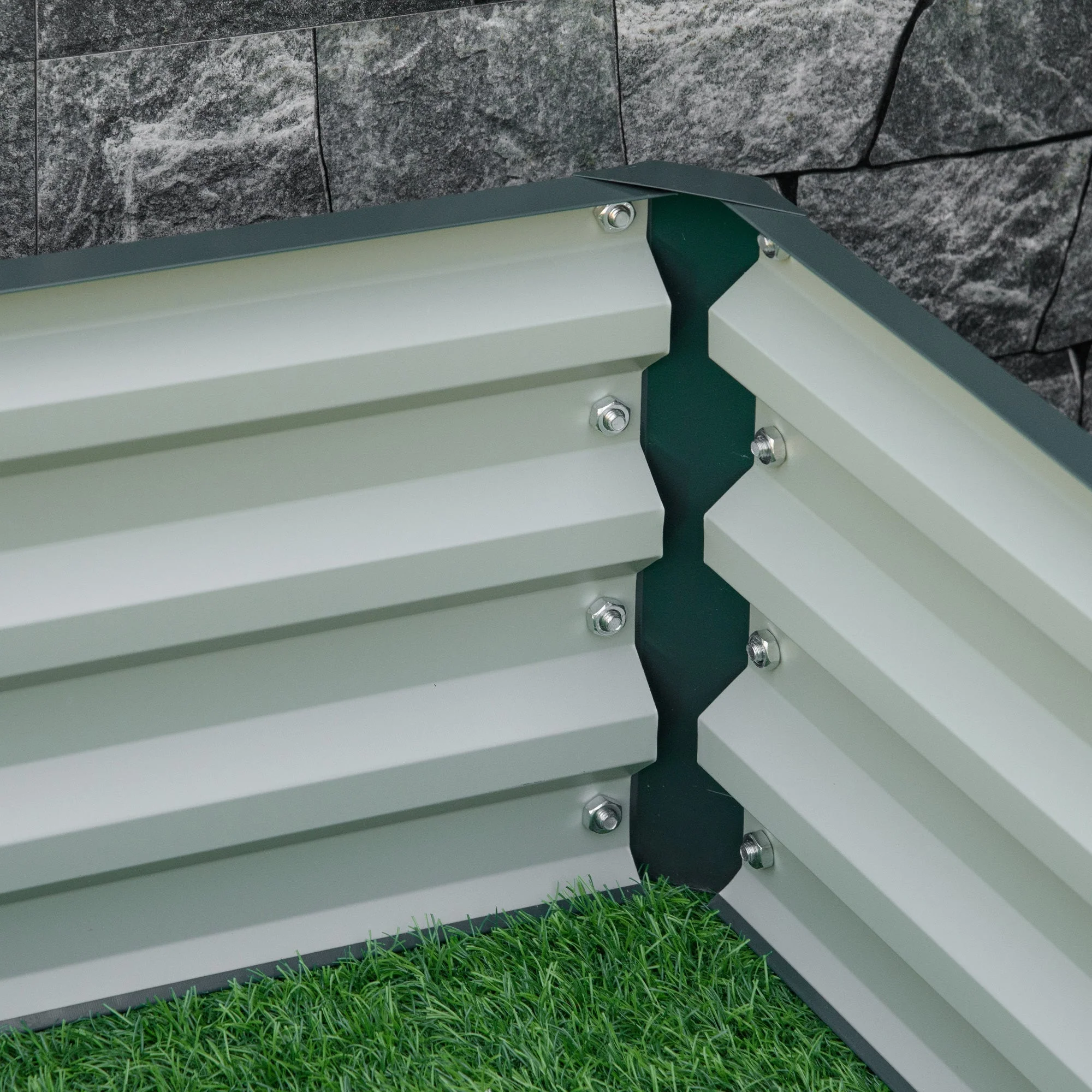 Outsunny Square Raised Garden Bed Box with Weatherized Steel Frame for Vegetables - Image 7