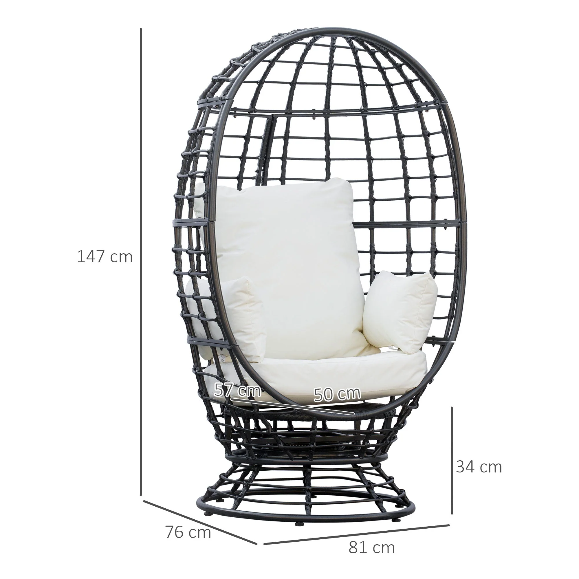 Outsunny Swivel Egg Chair - Image 3