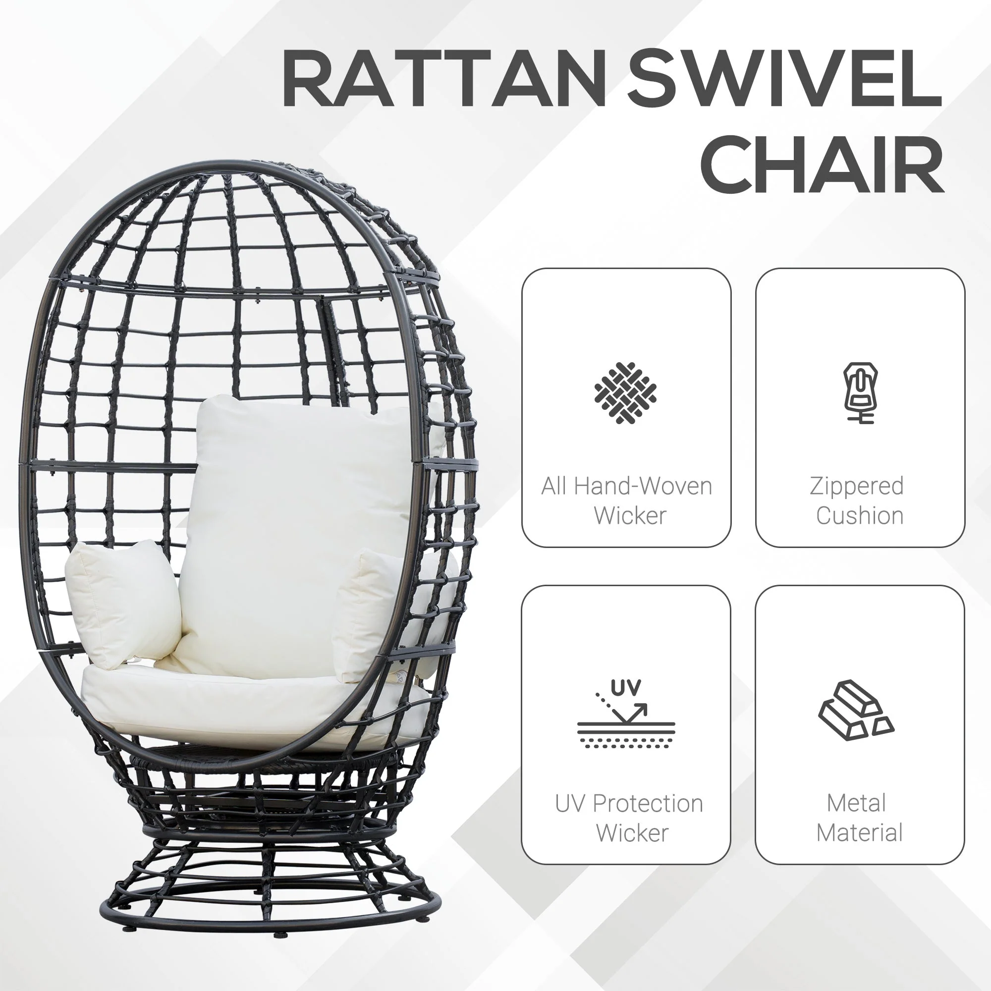 Outsunny Swivel Egg Chair - Image 6