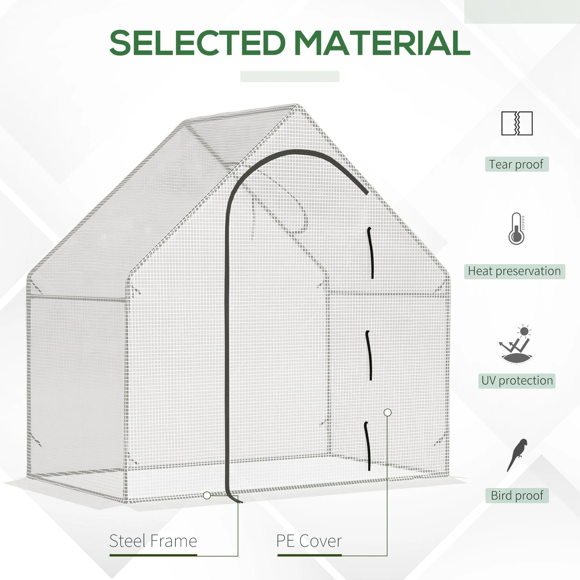 Outsunny Walk-In Portable Greenhouse Mini Grown House With Steel Frame Window Plants - Image 4
