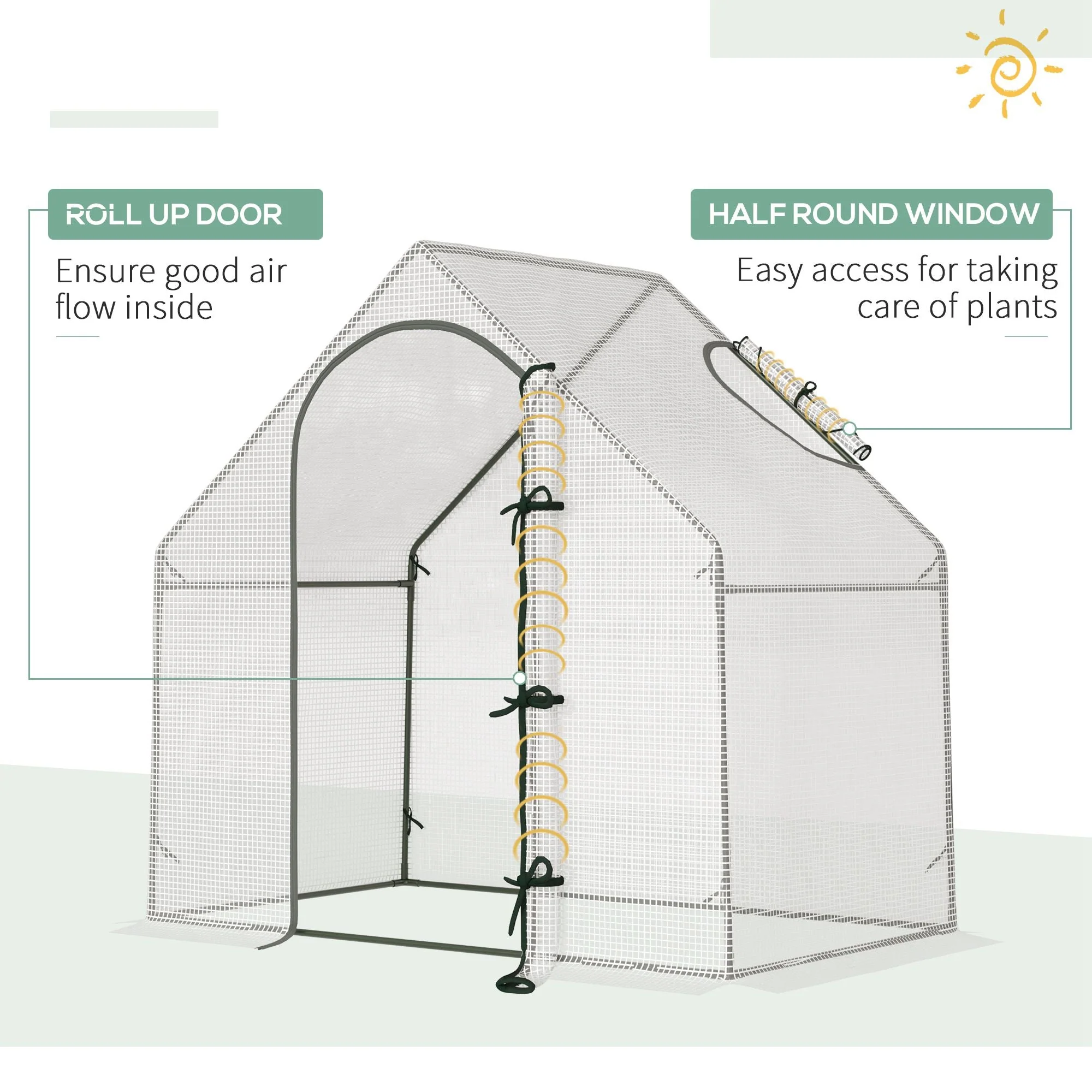 Outsunny Walk-In Portable Greenhouse Mini Grown House With Steel Frame Window Plants - Image 5