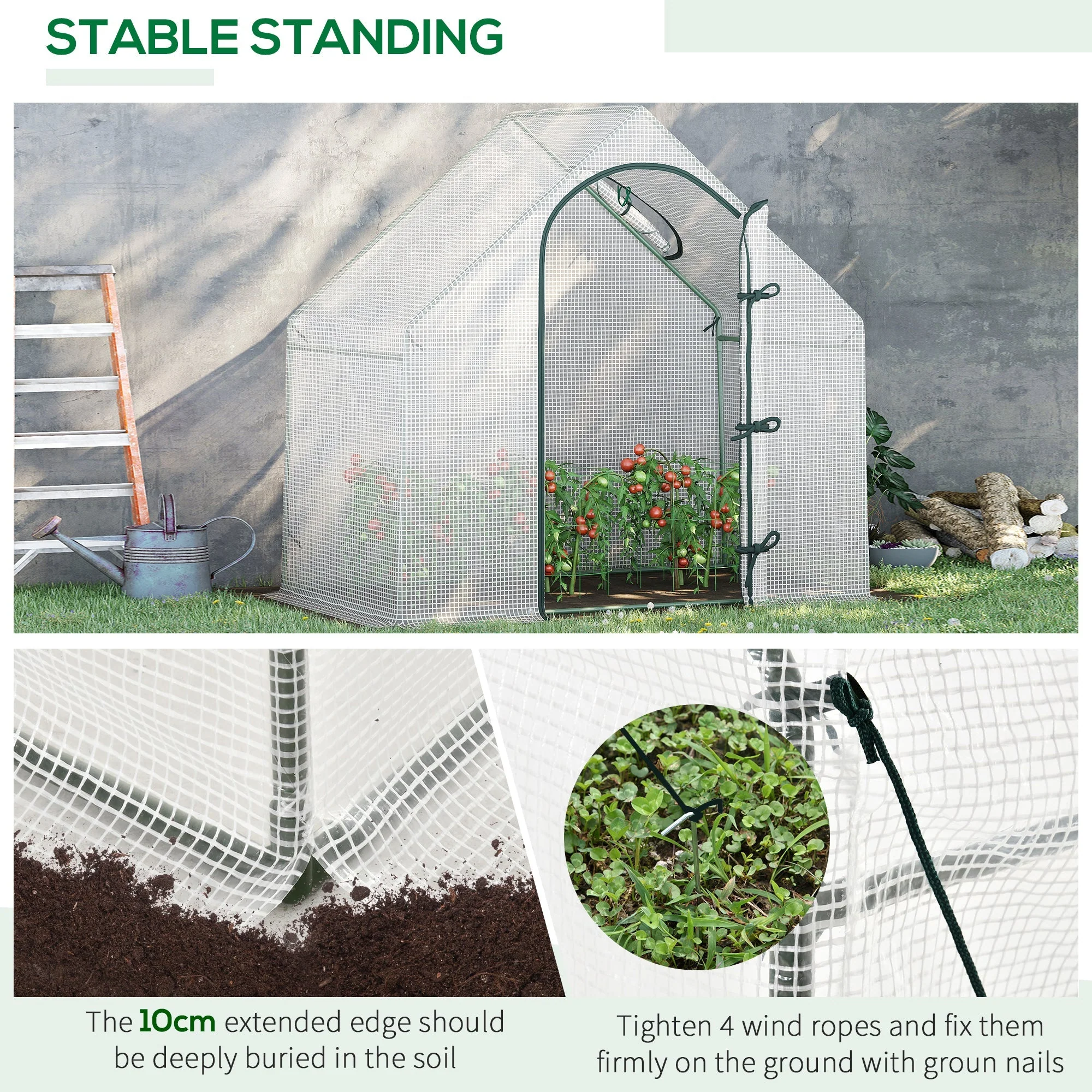 Outsunny Walk-In Portable Greenhouse Mini Grown House With Steel Frame Window Plants - Image 6