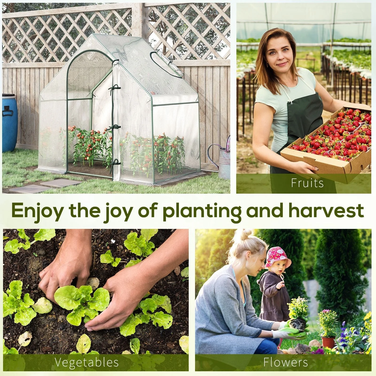 Outsunny Walk-In Portable Greenhouse Mini Grown House With Steel Frame Window Plants - Image 7
