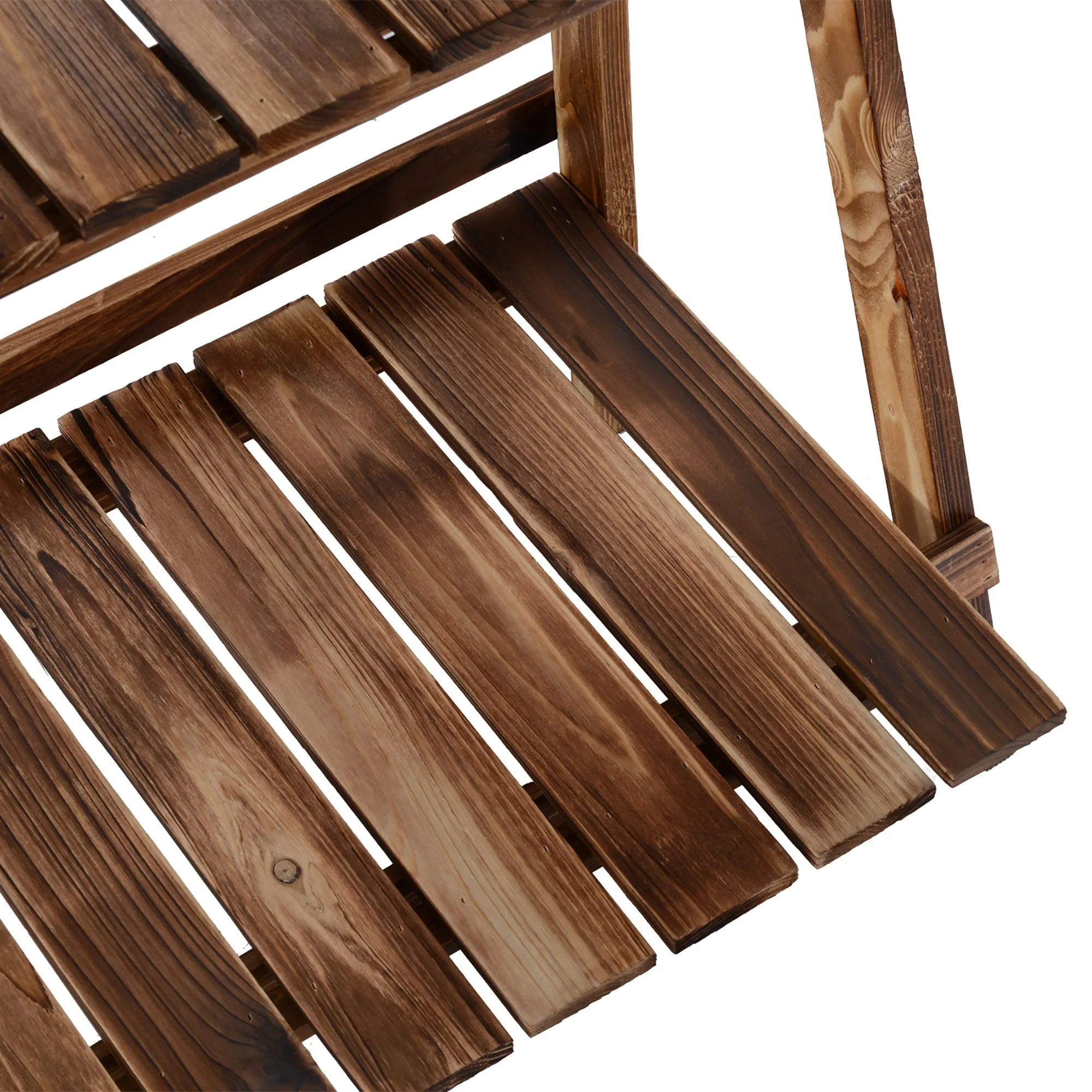 Outsunny Wooden Folding Flower Pot Stand 3 Tier Garden Planter Display Ladder Gardener Storage Shelves Rack Herb Holder (60L X 37W X 93H (cm)) - Image 8