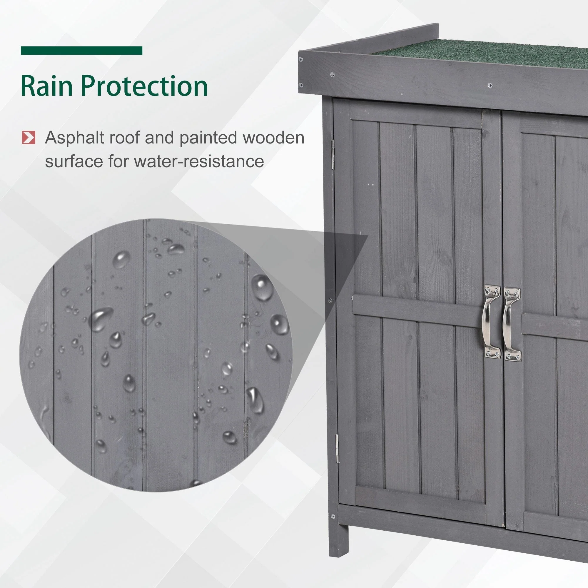 Panel 88cm Double Door Pent Garden Store Hinged Roof Fir Wood Grey by Steadfast - Image 4