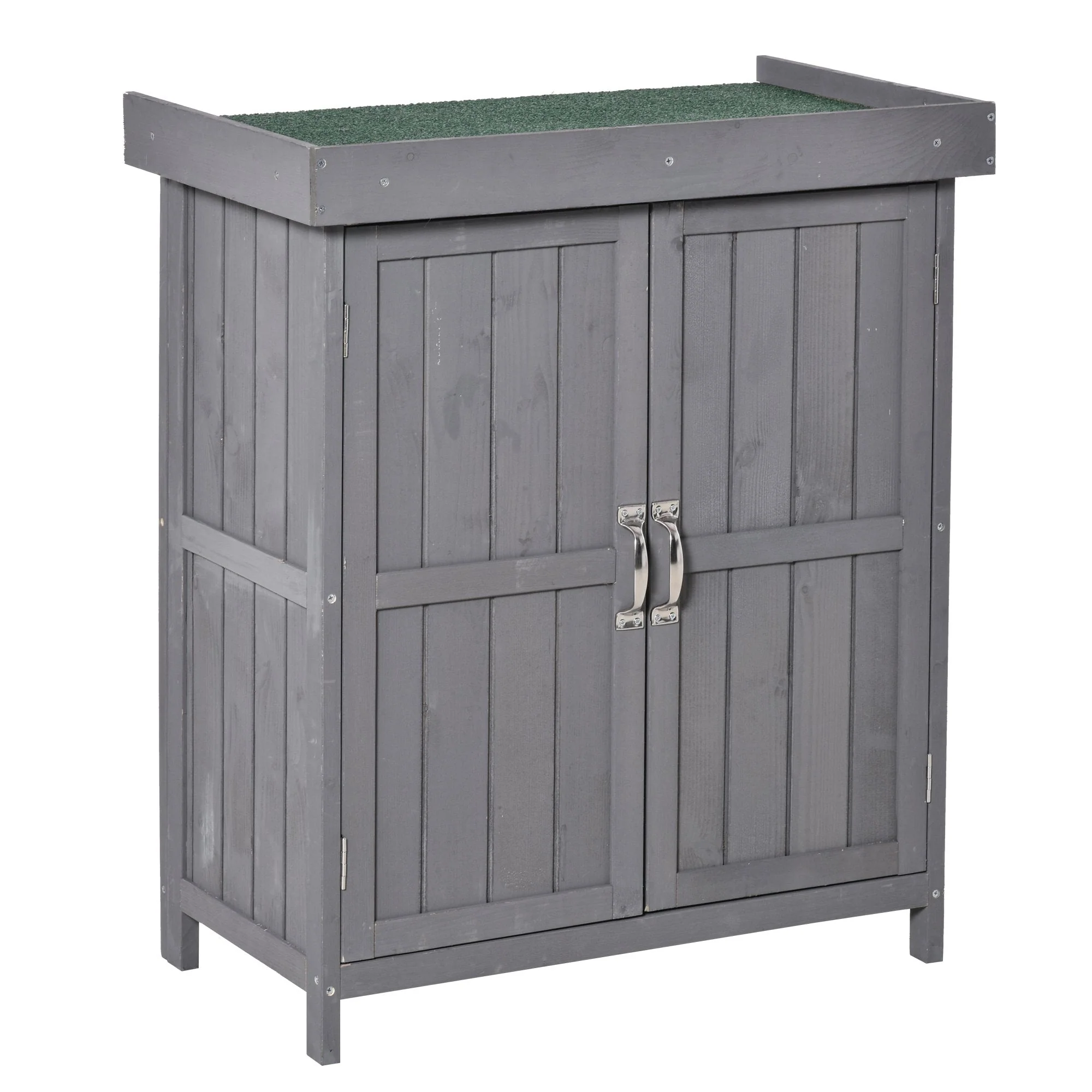 Panel 88cm Double Door Pent Garden Store Hinged Roof Fir Wood Grey by Steadfast - Image 9