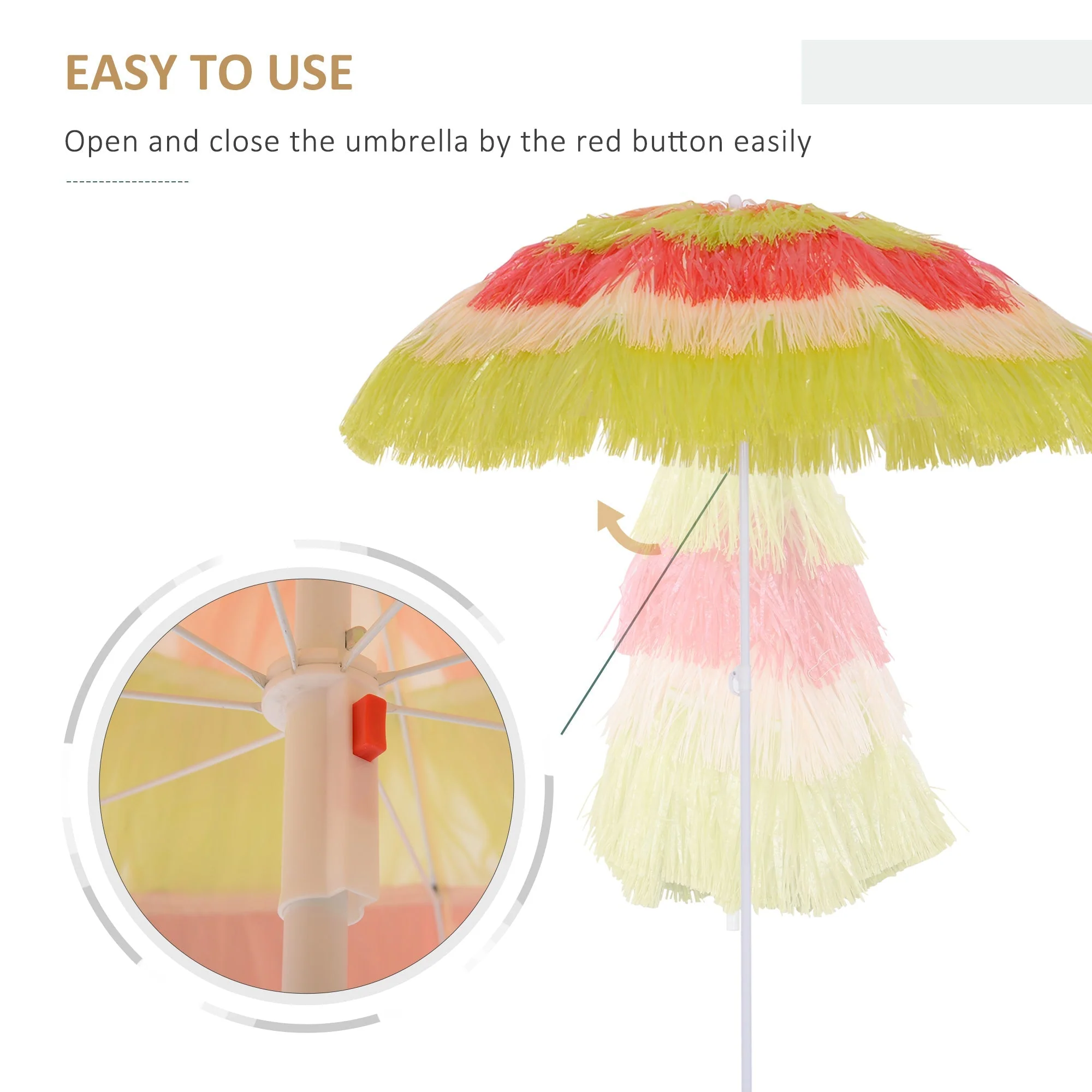 Patio Garden Hawaii Beach Sun Umbrella Sunshade Hawaiian Folding Tilting Crank Parasol Multicolor - Image 6