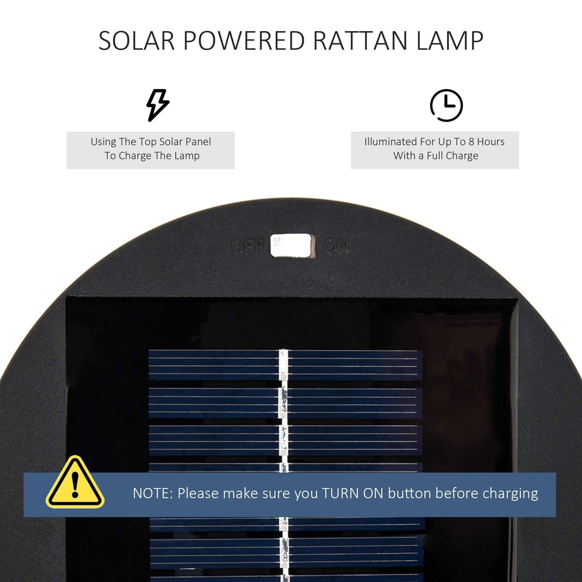 Patio Garden Solar Powered Lights Woven Resin Wicker Lantern Auto On/Off - Image 5