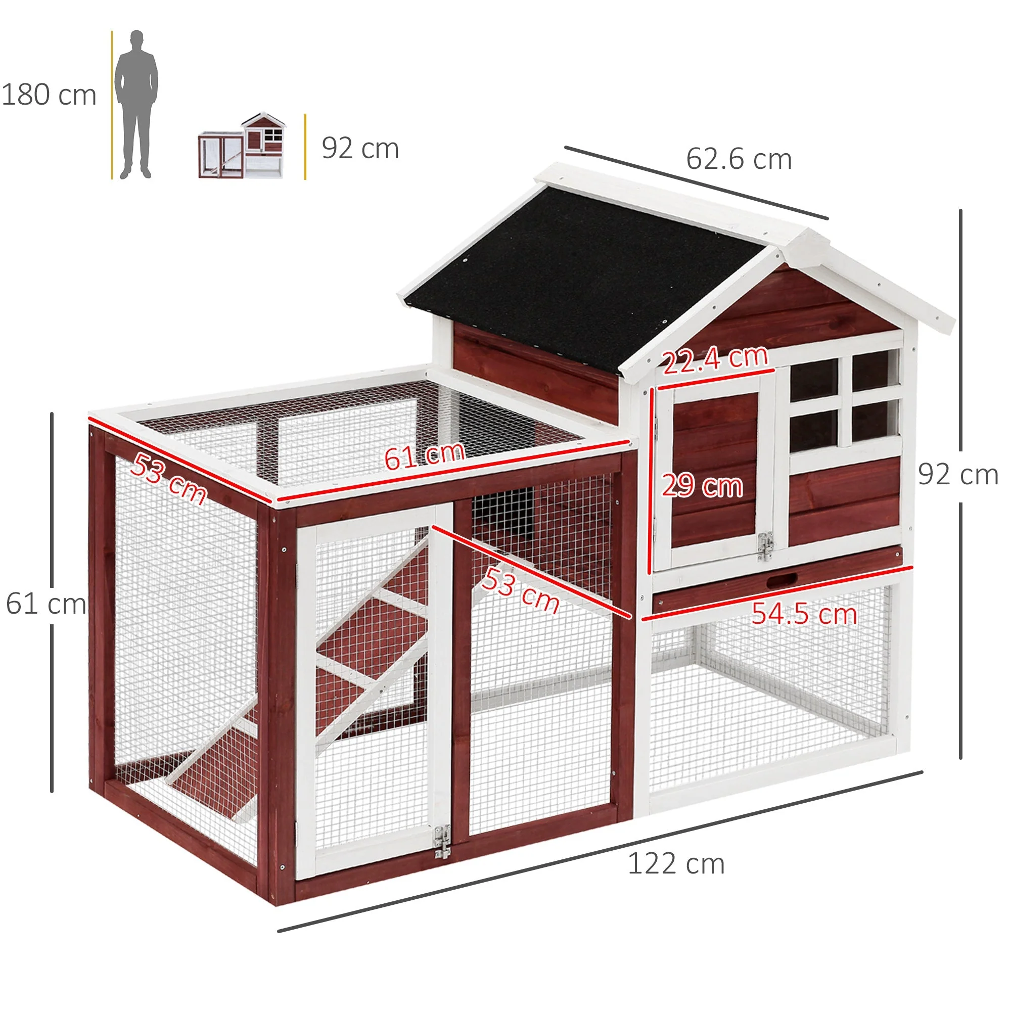 PawHut 2 Tier Rabbit Hutch Outdoor - Image 2