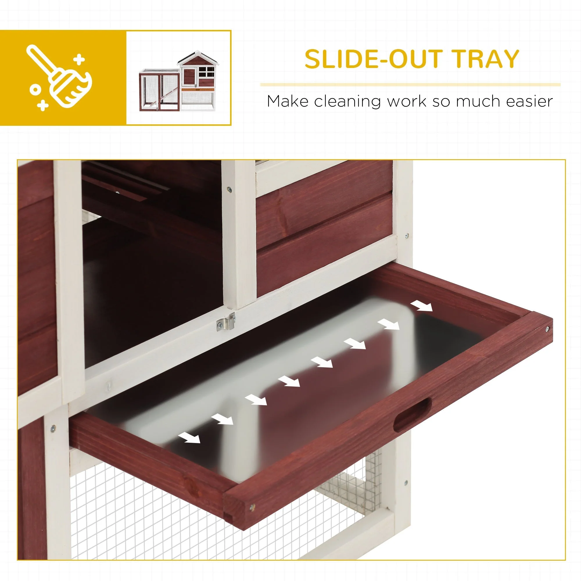 PawHut 2 Tier Rabbit Hutch Outdoor - Image 3