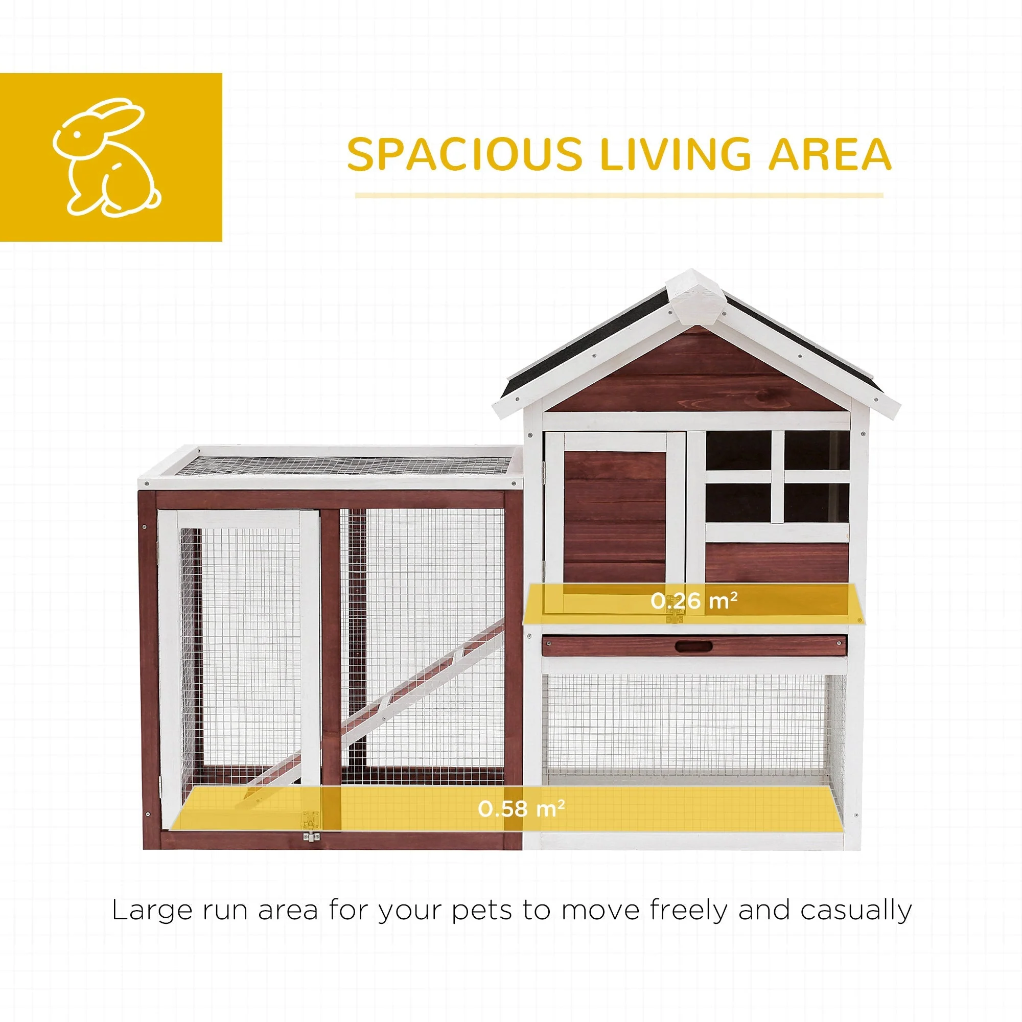 PawHut 2 Tier Rabbit Hutch Outdoor - Image 5