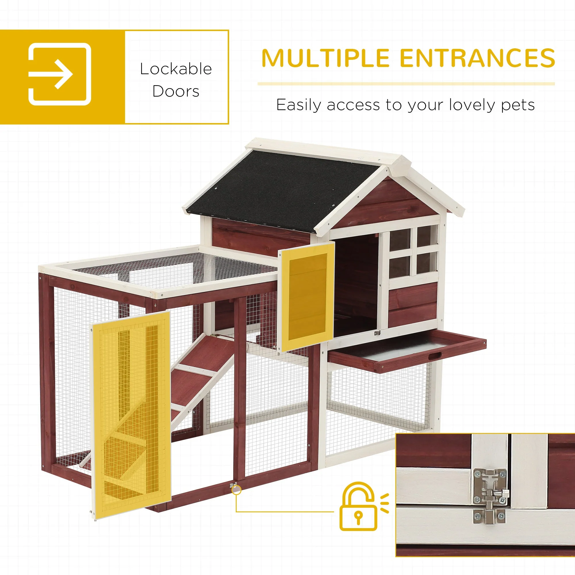 PawHut 2 Tier Rabbit Hutch Outdoor - Image 6