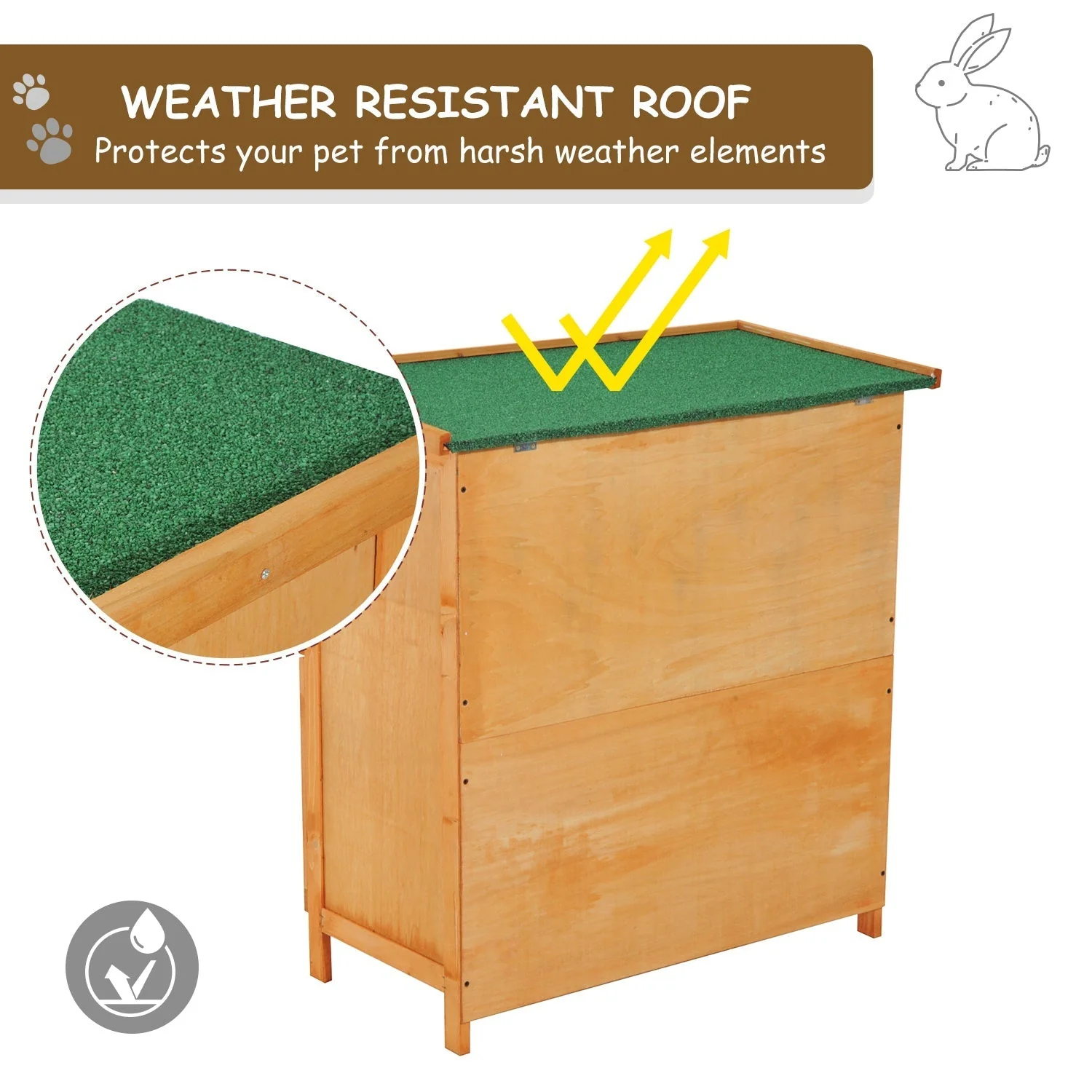 PawHut 2-Tier Wooden Rabbit Hutch Guinea Pig Hutch Duck House Double Decker Pet Cage with Sliding Tray Opening Top - Image 6