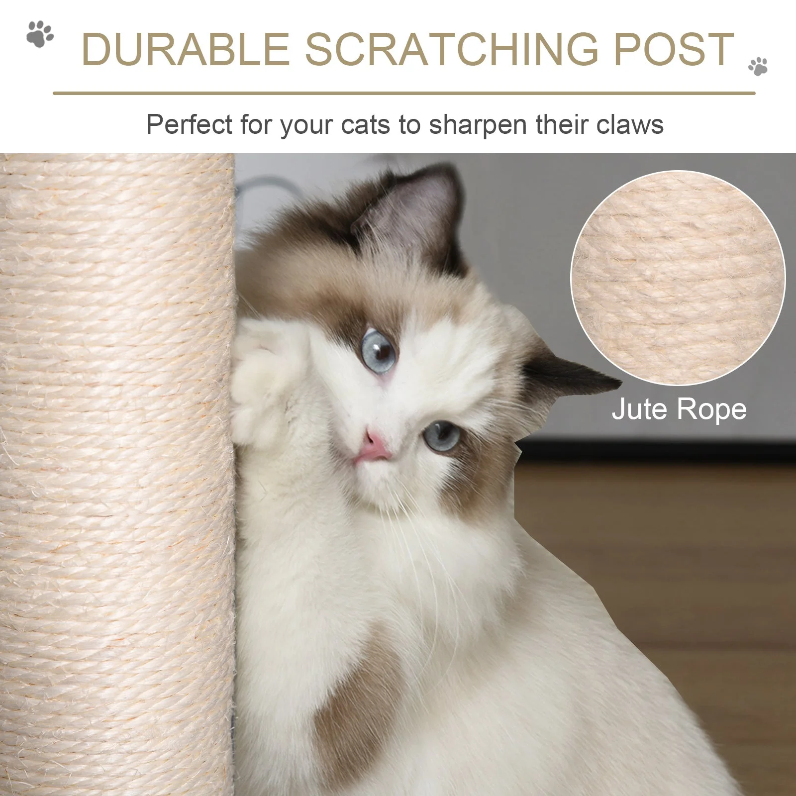 PawHut ?55 x 150H cm Cat Tree Multi-level Kitten Tower w/ Scratching Post Condo Plush Perches Grey - Image 6