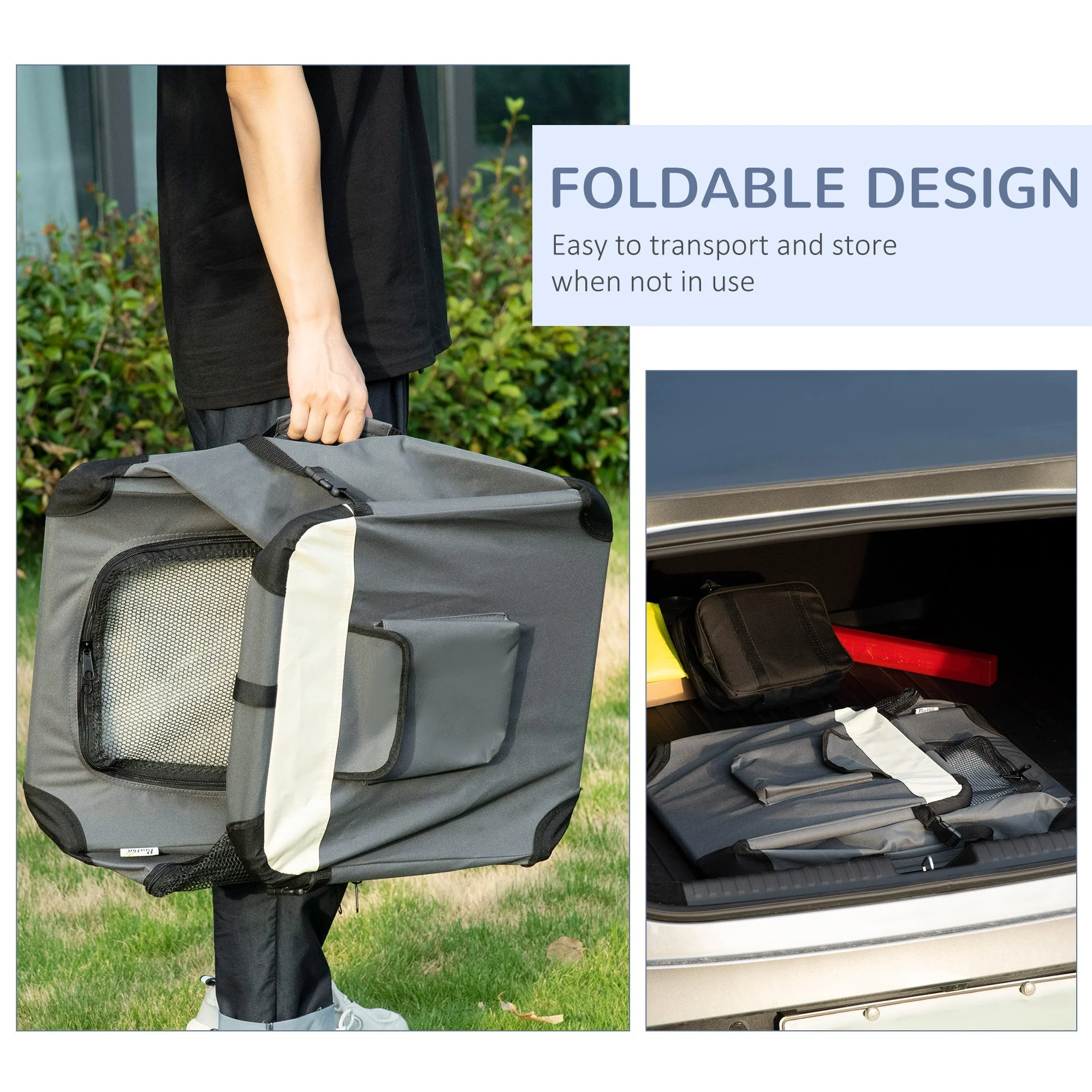 PawHut 60cm Foldable Pet Carrier - Image 3