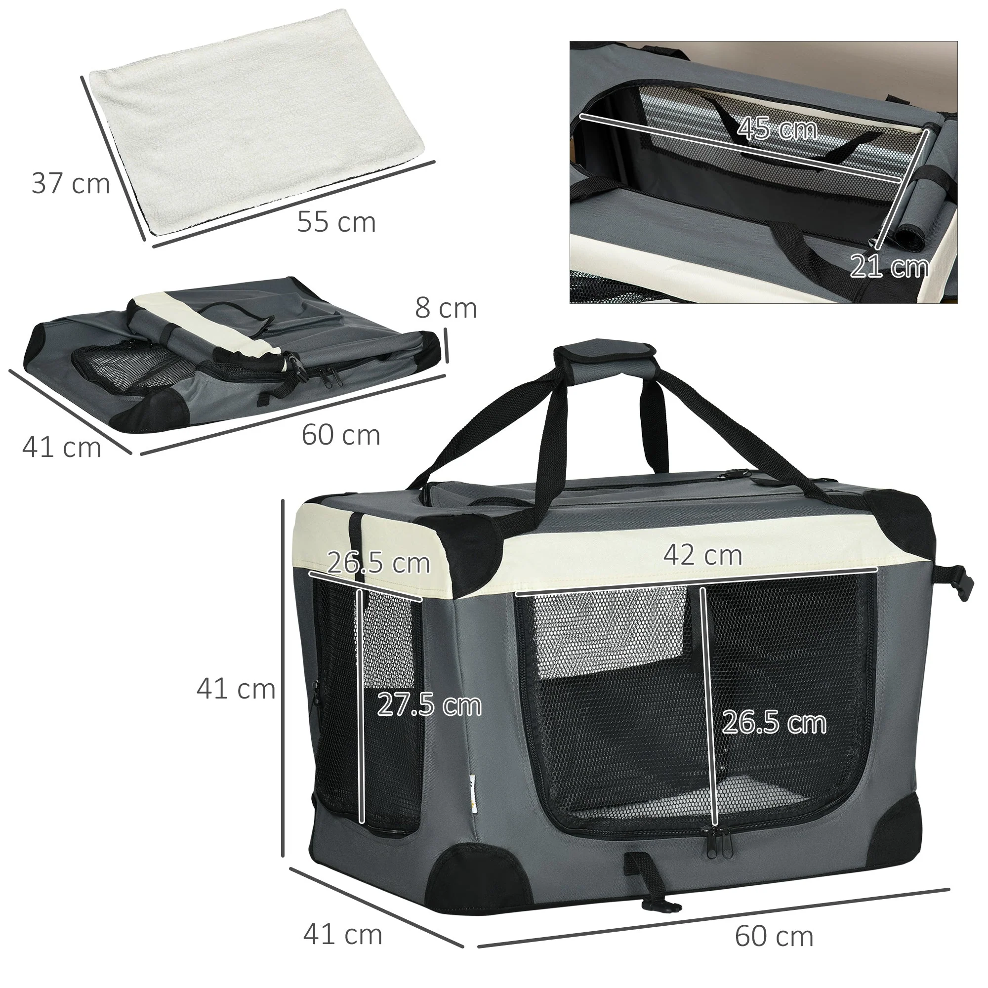 PawHut 60cm Foldable Pet Carrier - Image 4