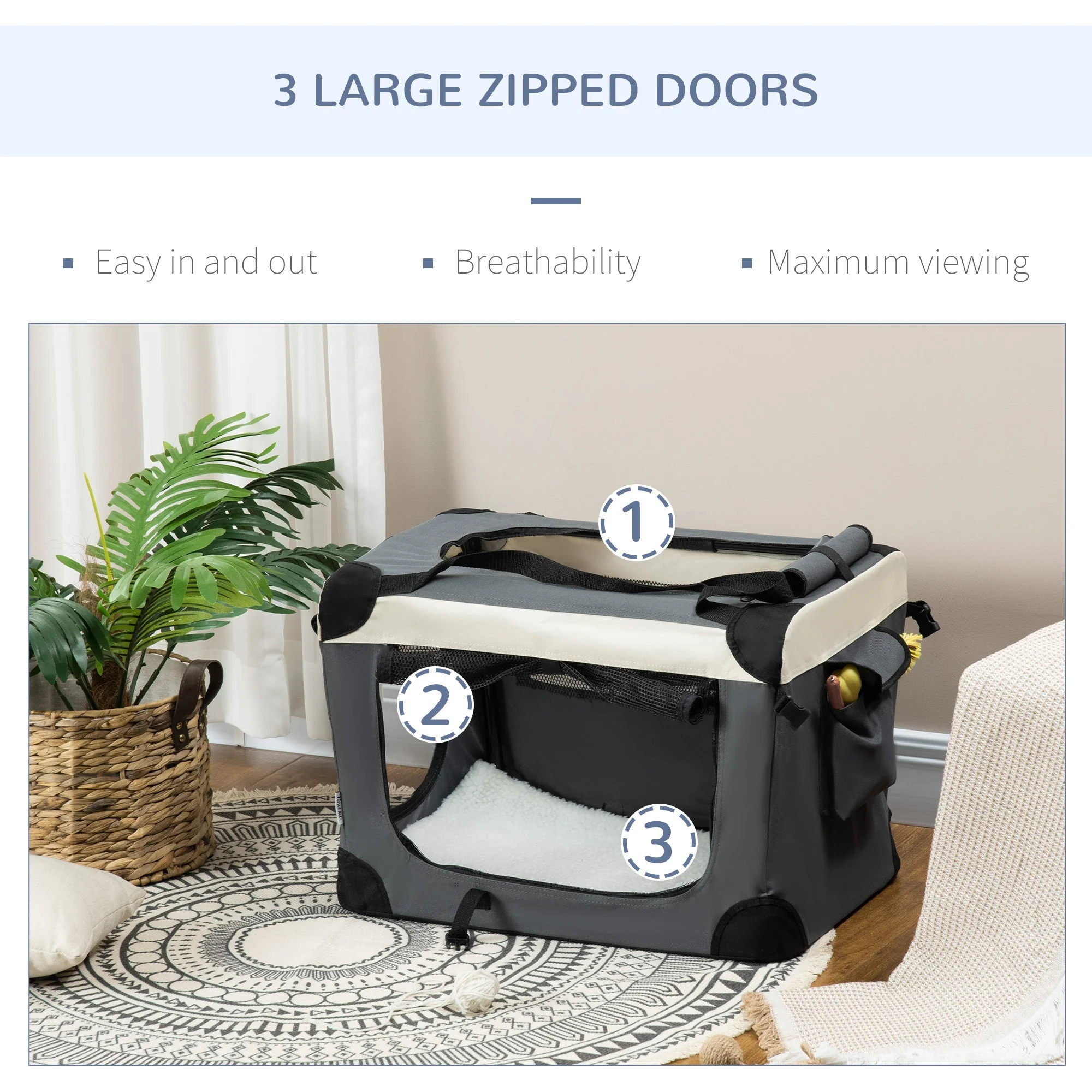 PawHut 60cm Foldable Pet Carrier - Image 7