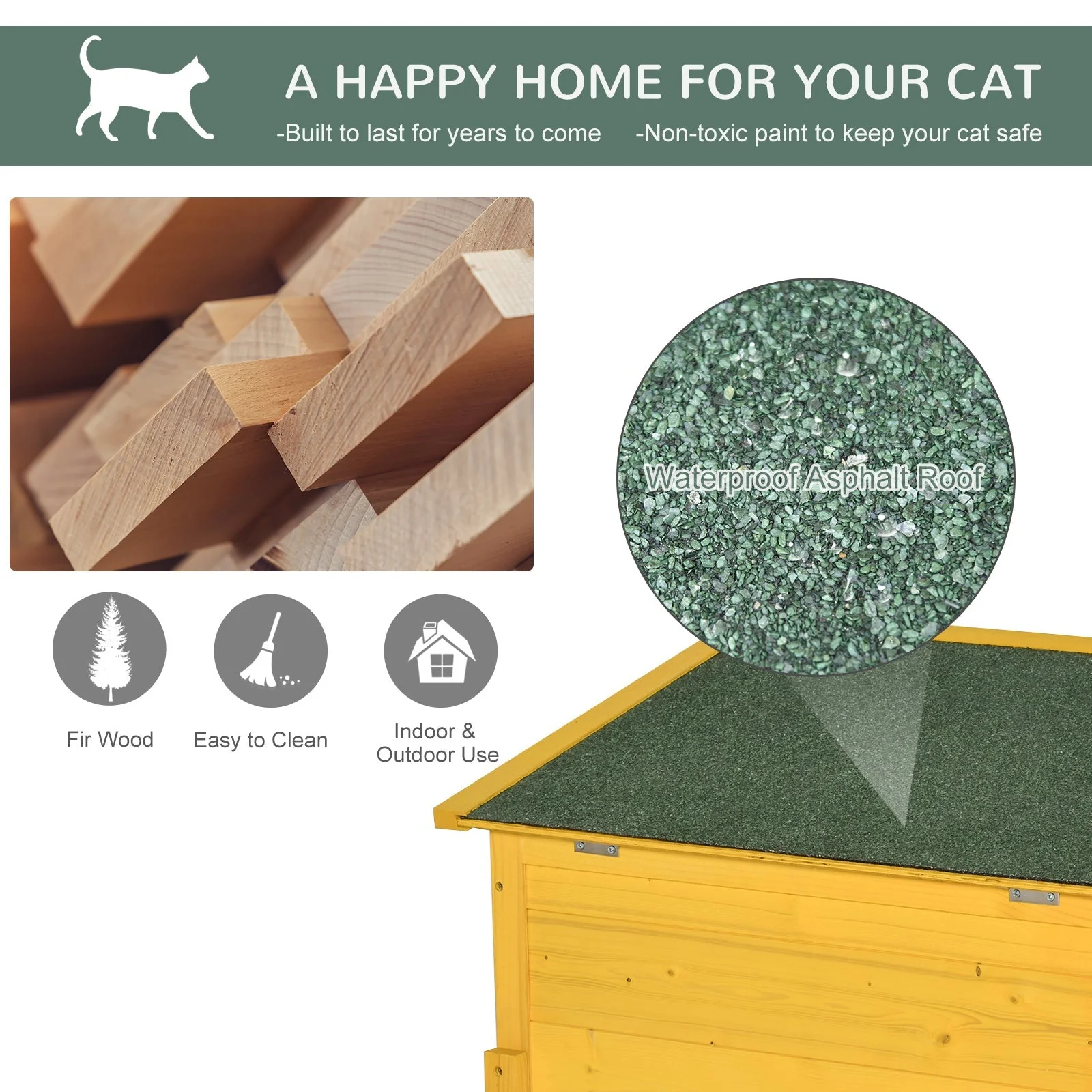 PawHut 70L×51.5W×60H cm Wooden Pet House - Image 4