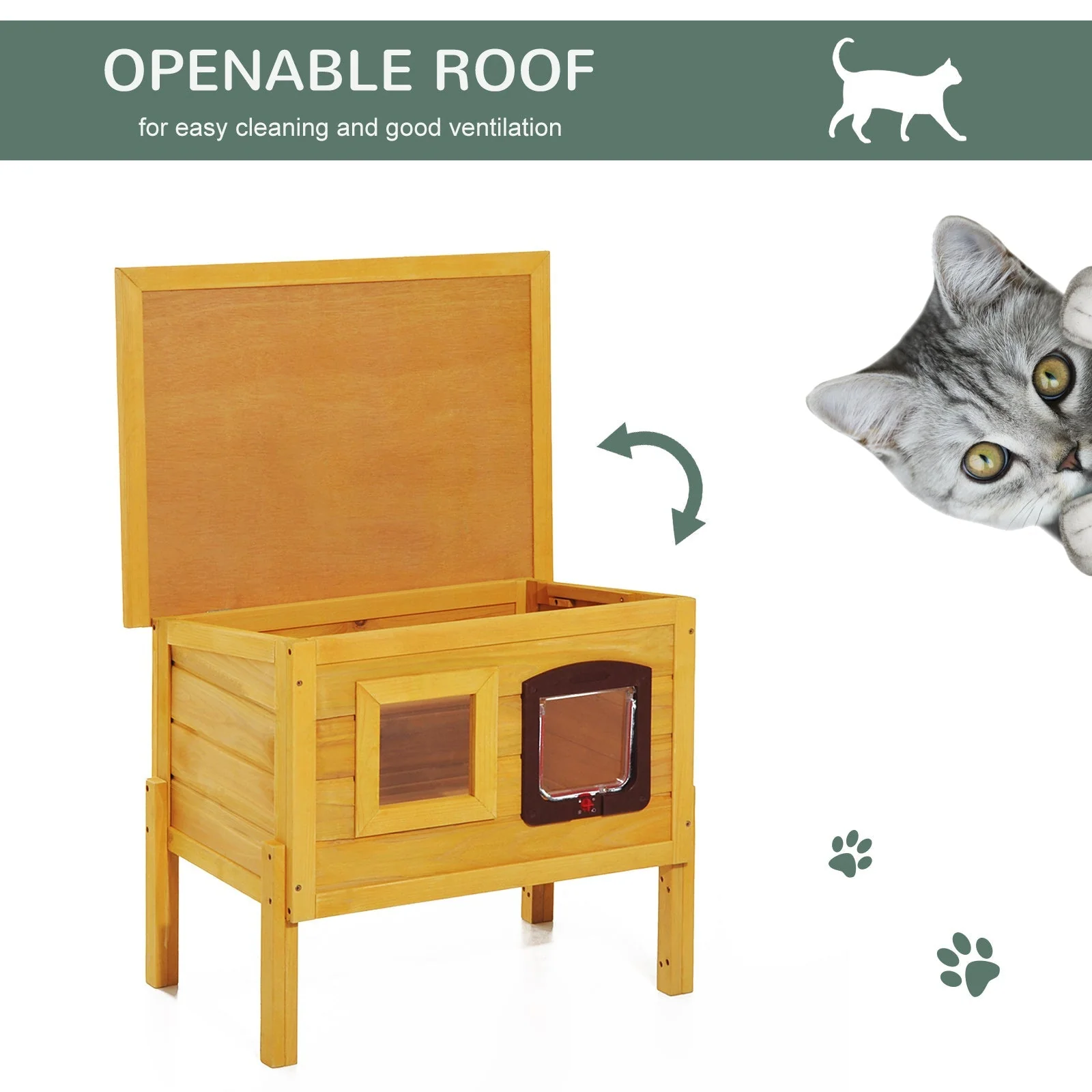PawHut 70L×51.5W×60H cm Wooden Pet House - Image 5