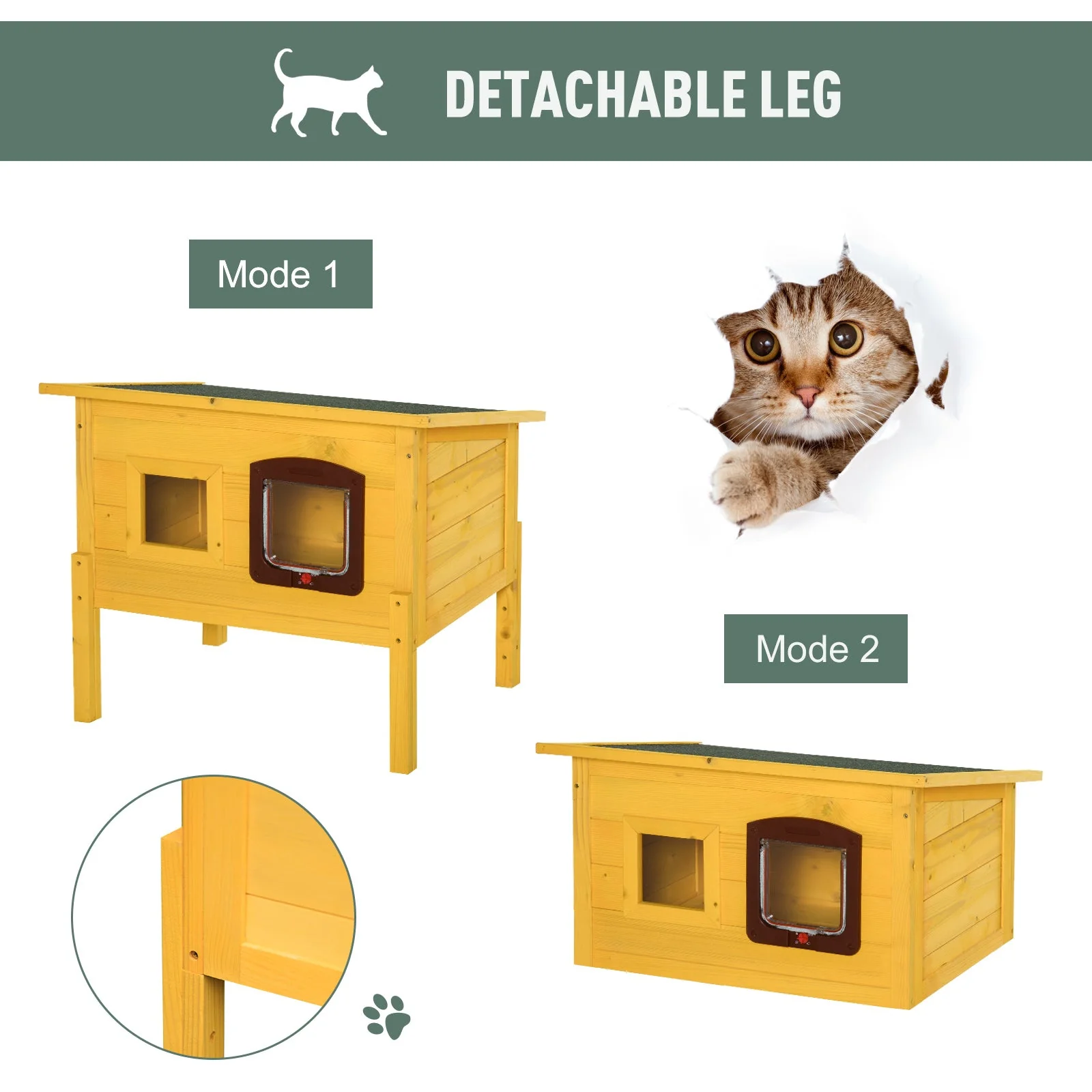 PawHut 70L×51.5W×60H cm Wooden Pet House - Image 6