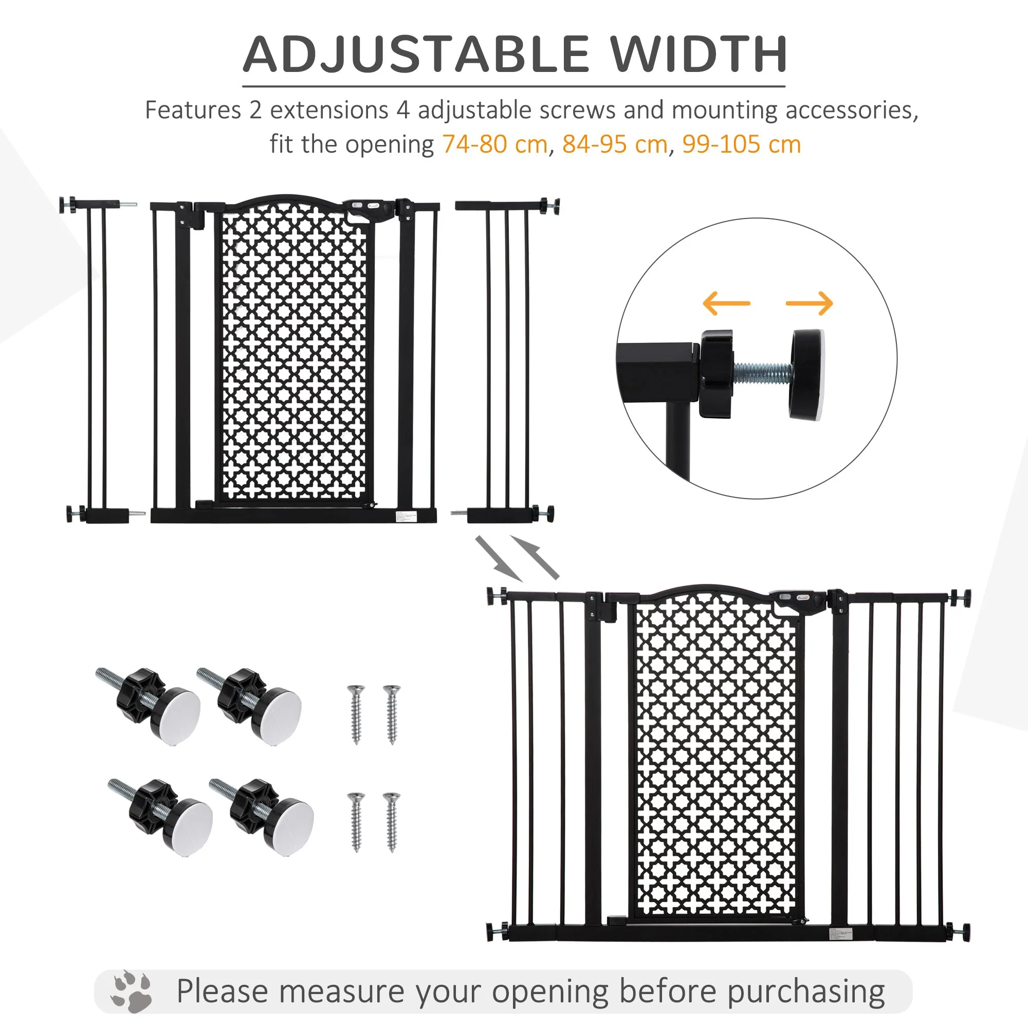 PawHut 74-105cm Pet Safety Gait Stair Barrier - Image 6