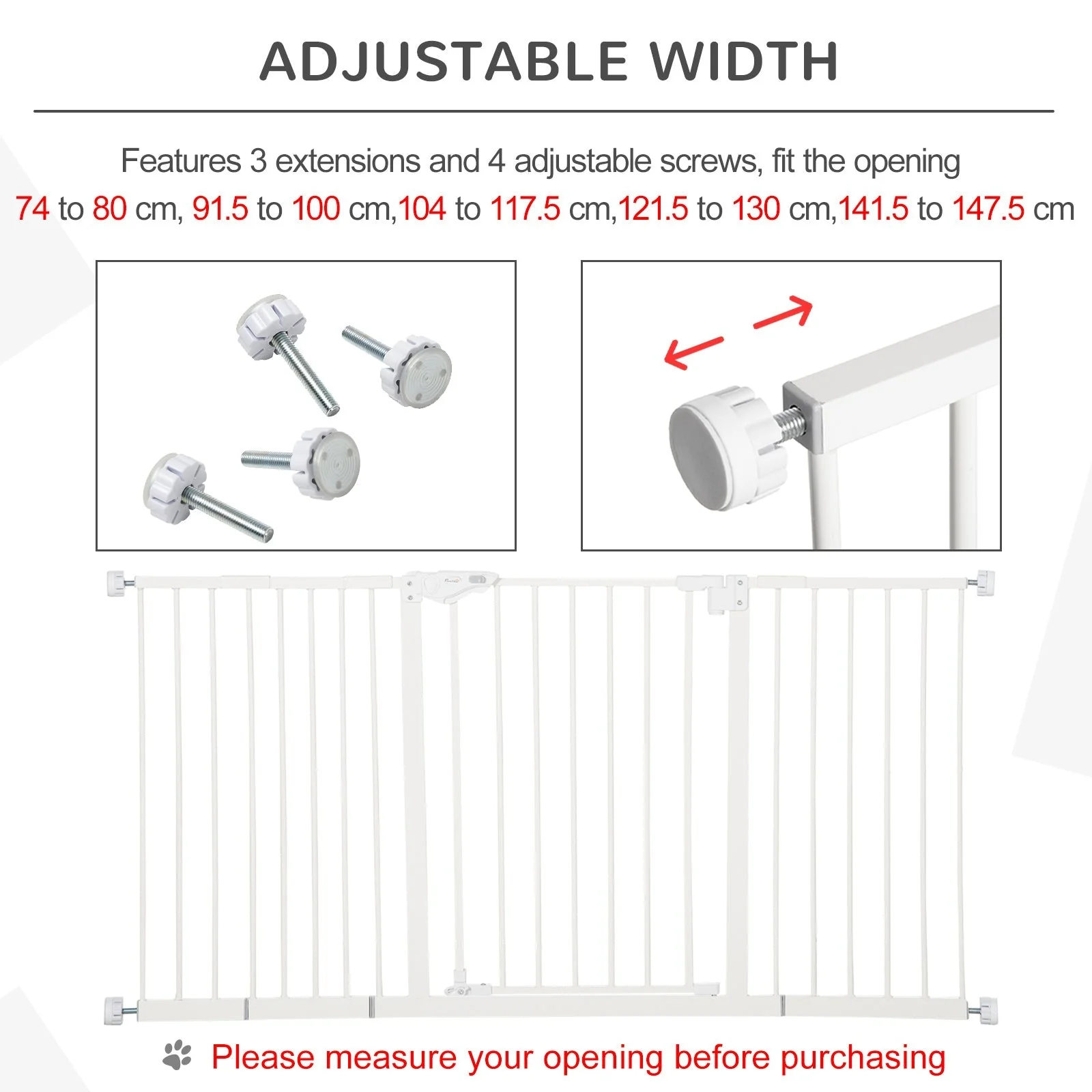 Pawhut Adjustable Safety Gate Dog Barrier For Doorways - Image 6