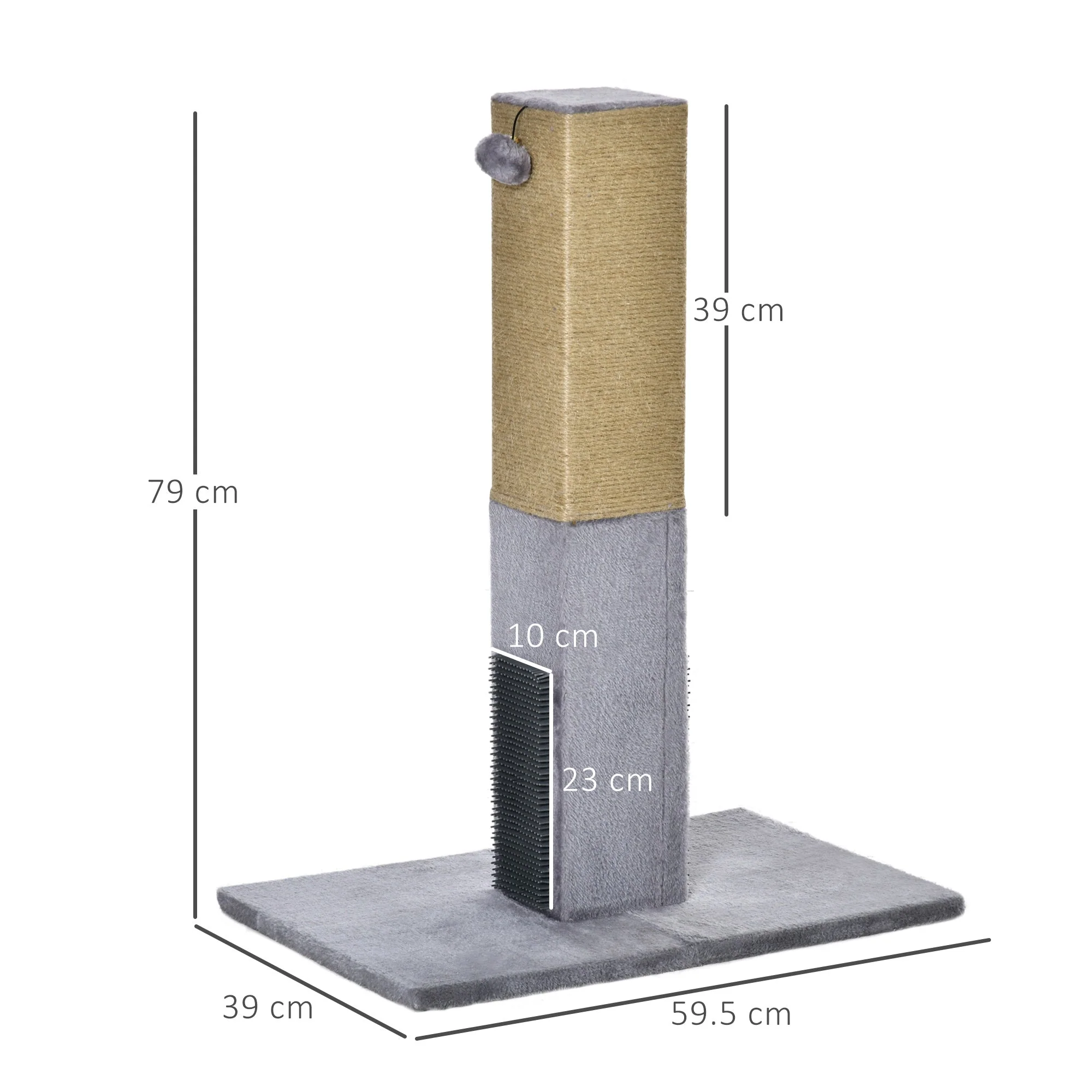PawHut Cat Scratching Post 79cm Tall Scratcher Climber Cat Tree Activity Centre Grey - Image 4