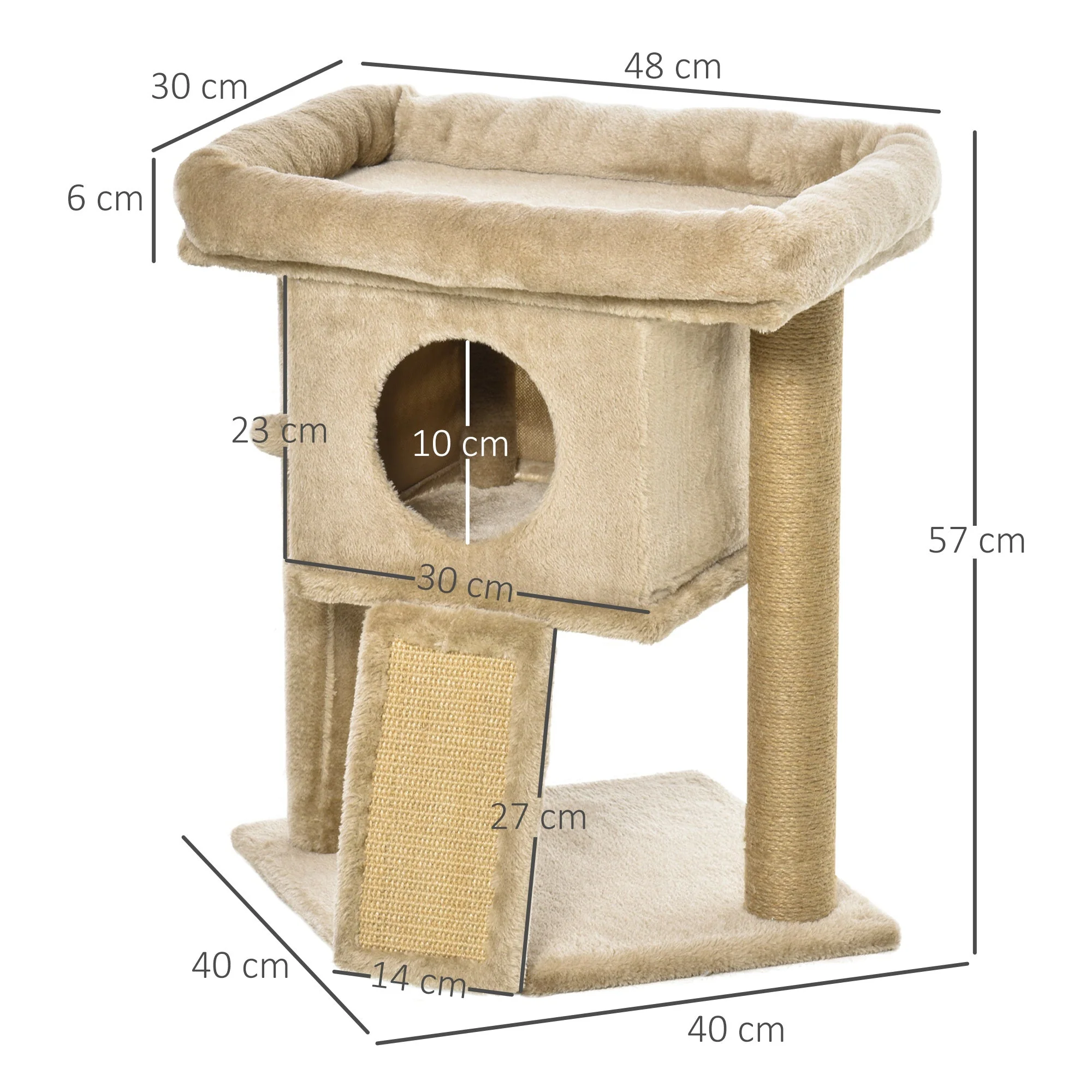 PawHut Cat Tree for Indoor Cats Kitten Tower Climbing Activity Centre Furniture w/ Jute Scratching Pad - Image 5