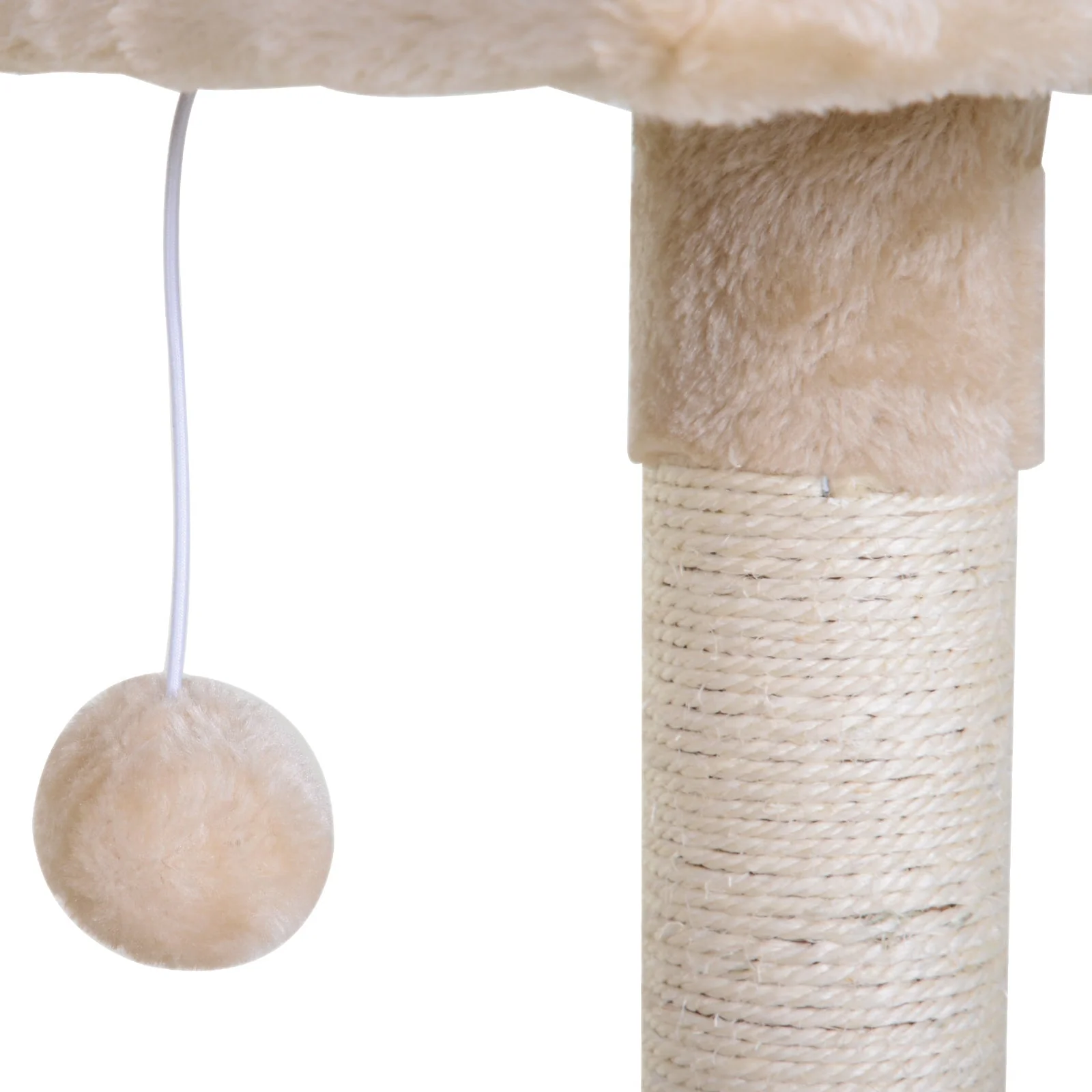 PawHut Cat Tree Hammock Bed Natural Sisal Scratching Post w/ Dangle Toy 2 Tier 70cm Pet Scratch Stand - Image 7