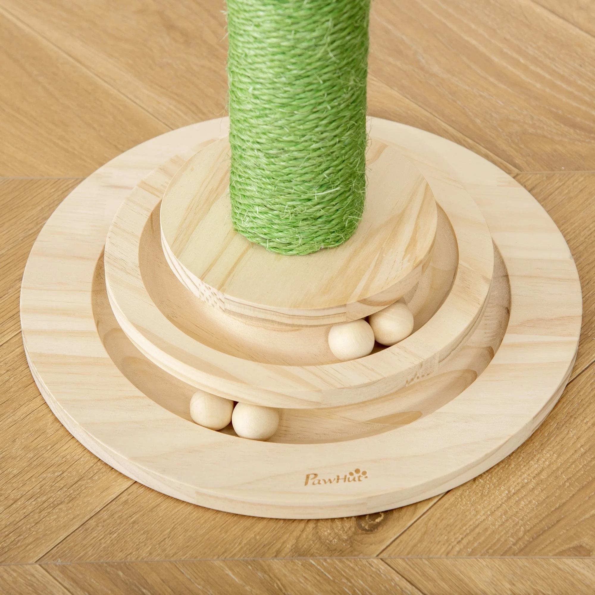 PawHut Cat Tree Tower with Sisal Scratching Post Hanging Ball Funny Cat Ball Platform - Image 9
