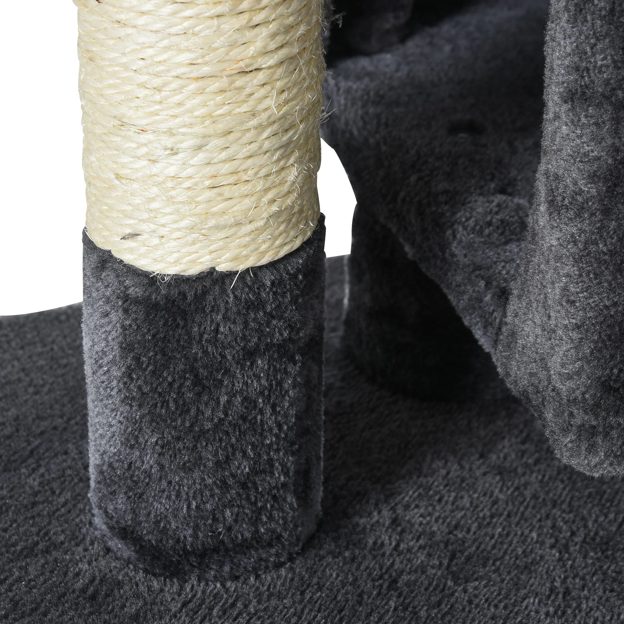 PawHut Cats 3-Tier Sisal Rope Leisure Tree Dark Grey - Image 2